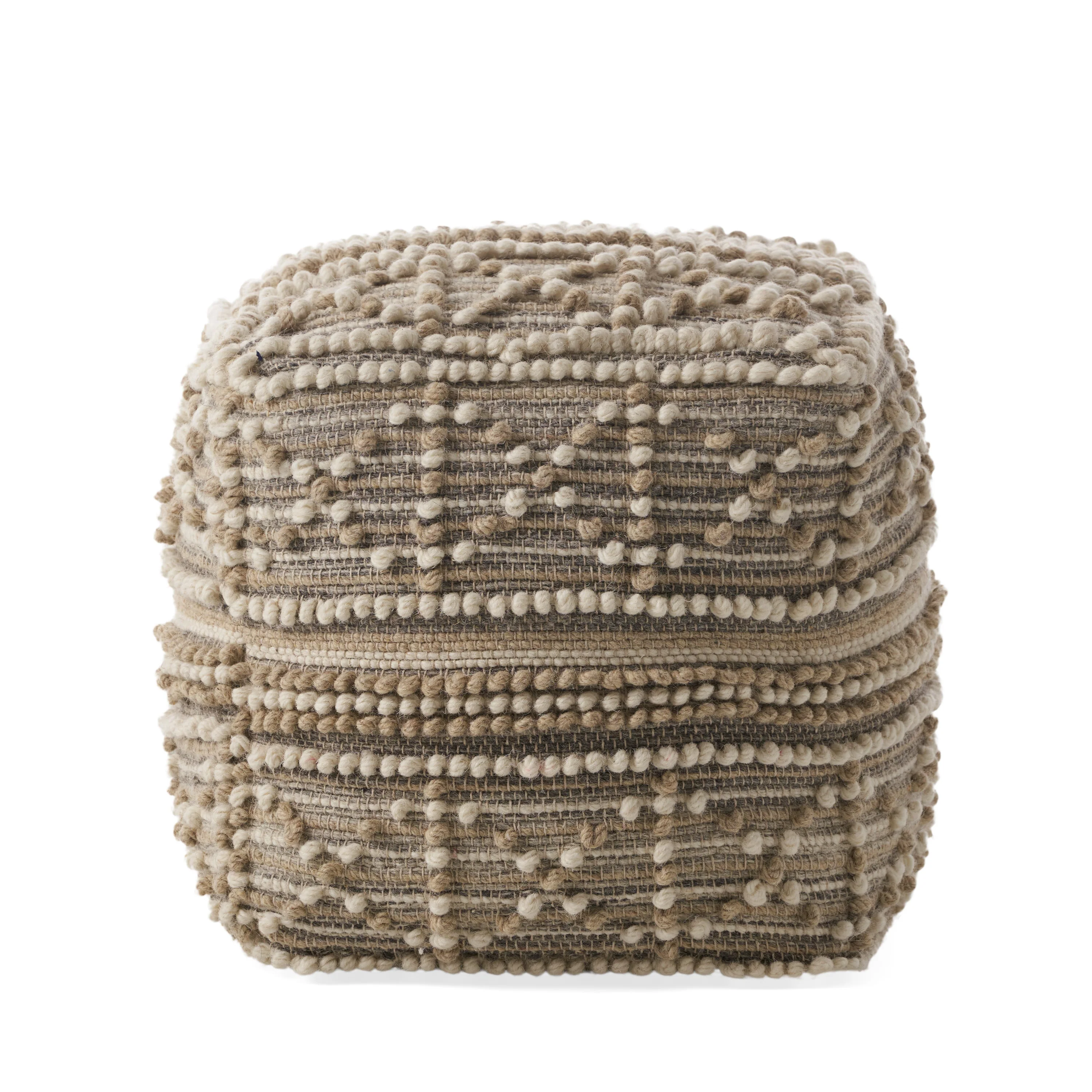 Everliegh Contemporary Wool and Cotton Pouf Ottoman - furnishings