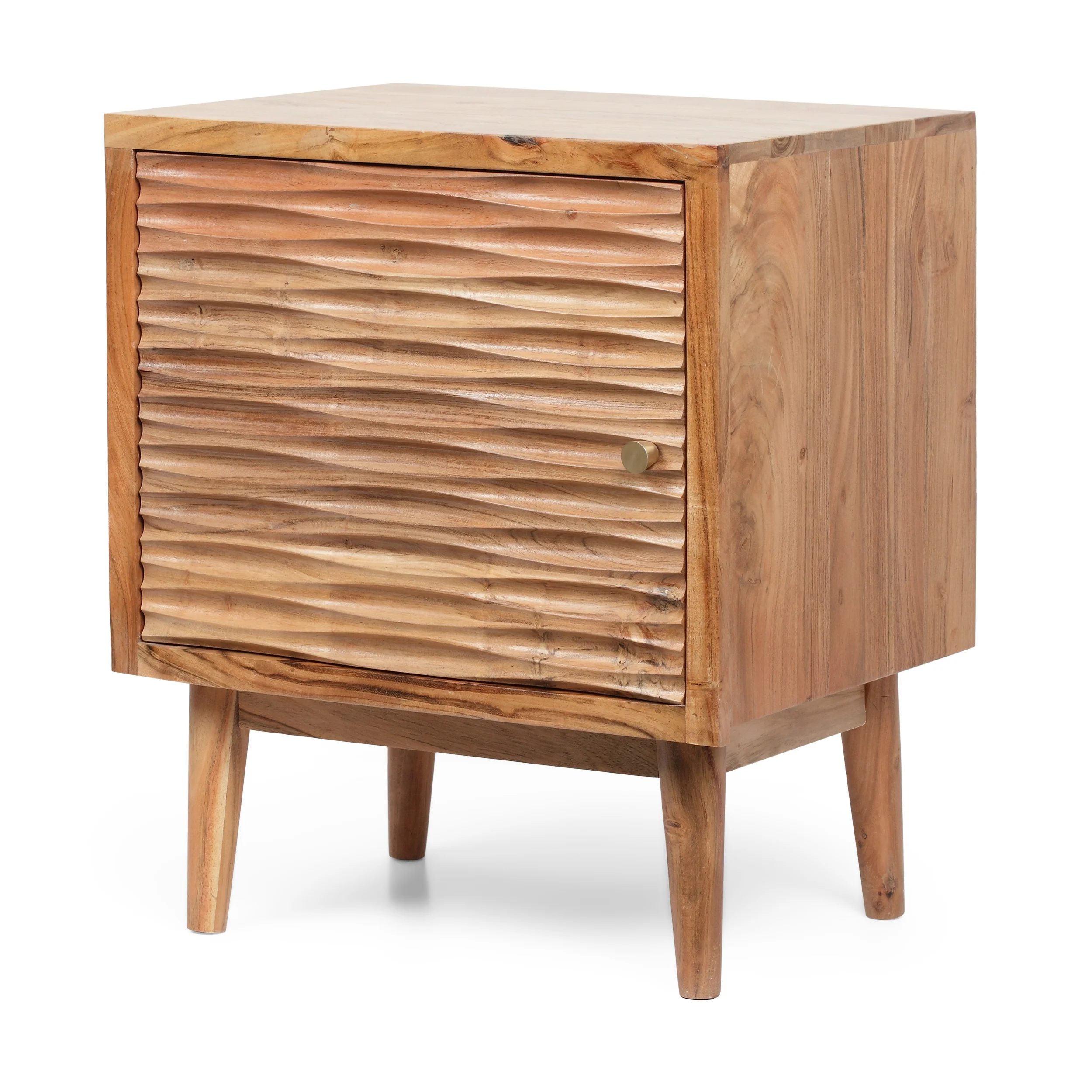 Luttrell Handcrafted Boho Acacia Wood Nightstand, Natural - furnishings