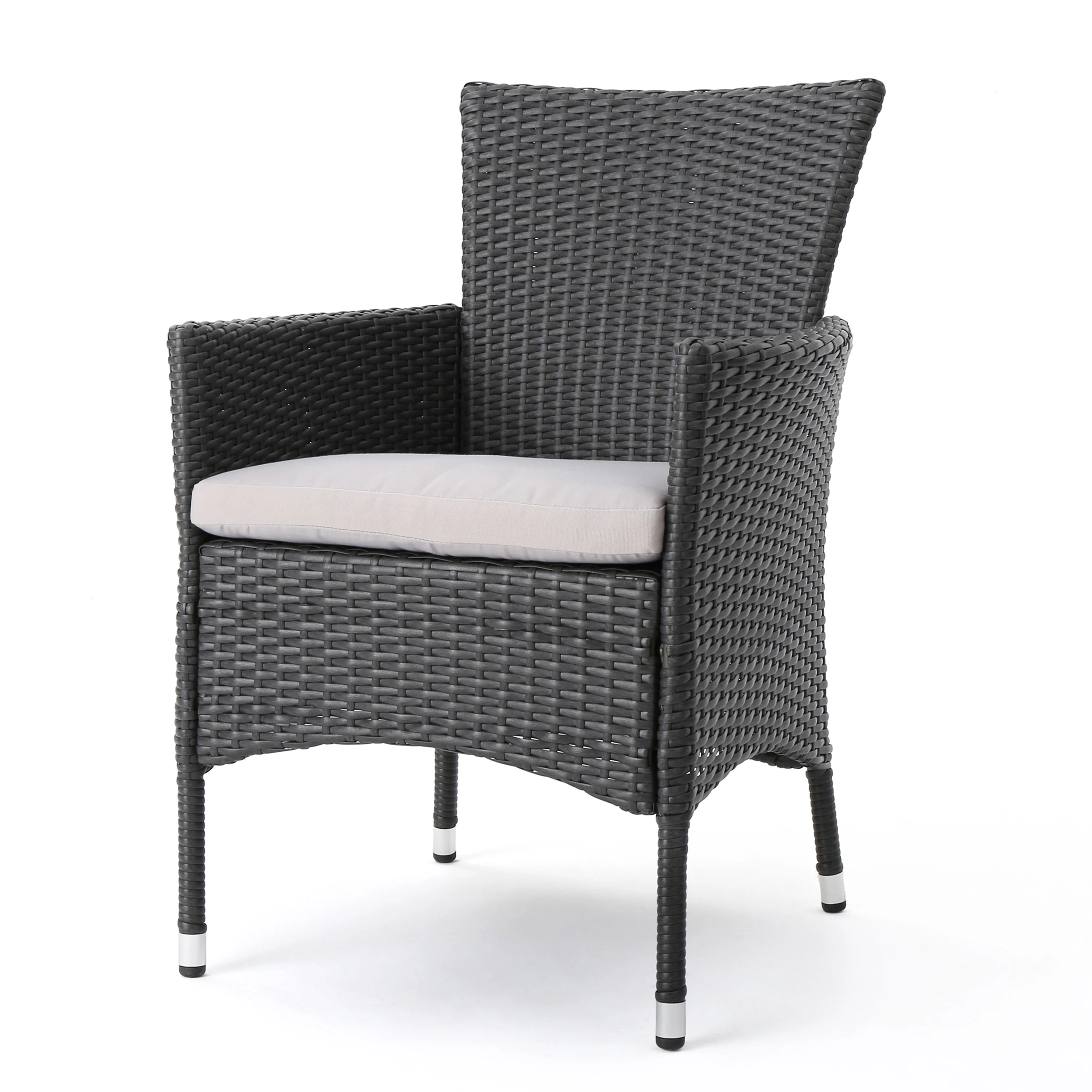 Jerzie Outdoor 7 Piece Wood and Wicker Dining Set, Gray and Gray - furnishings