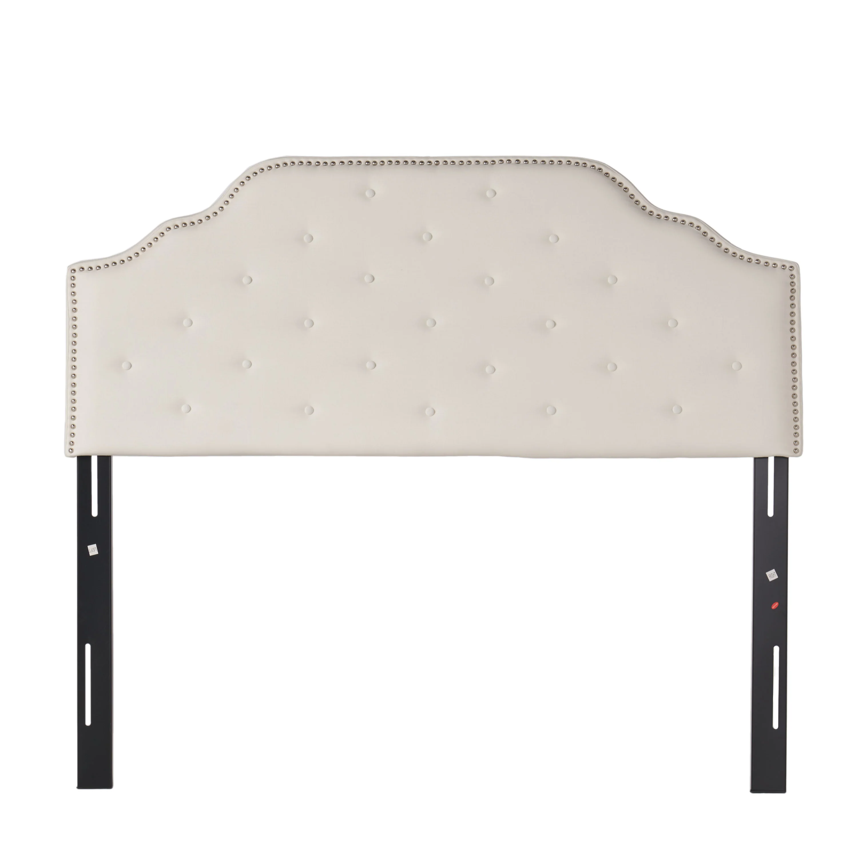 Soleil Studded Edge Ivory Fabric Queen/Full Headboard - furnishings