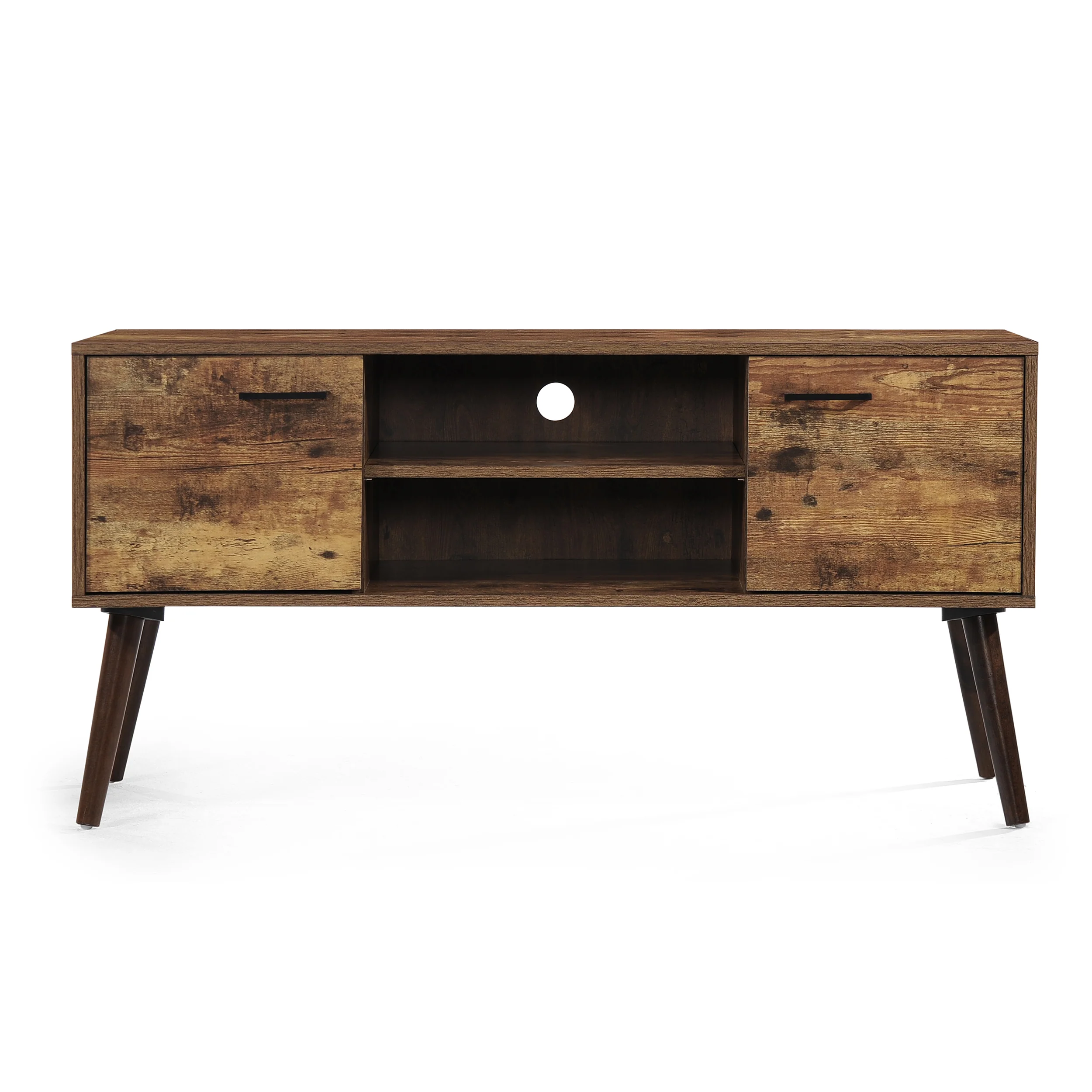 Amal Mid Century Modern 2 Cabinets & Shelves TV Stand - furnishings