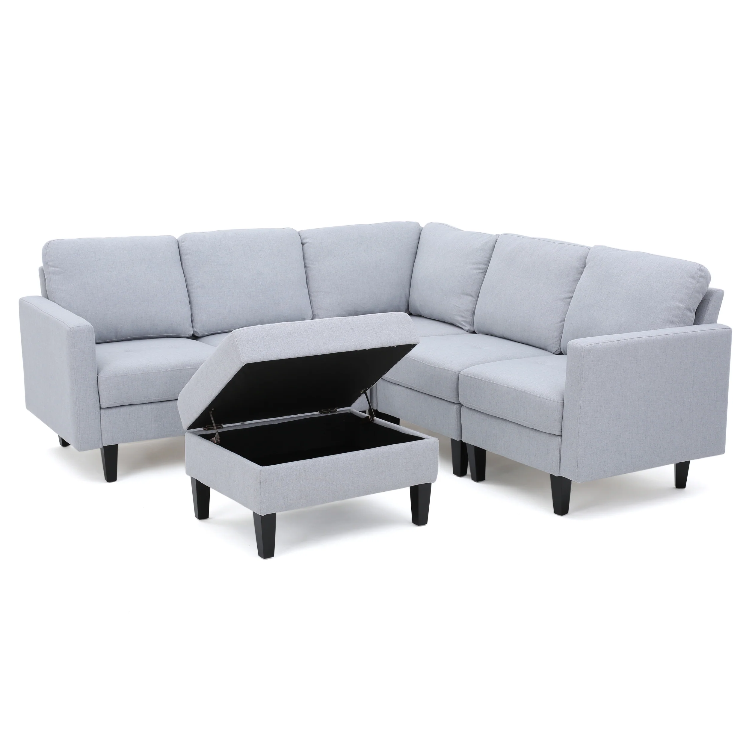 Bridger Fabric Sectional Couch with Storage Ottoman - furnishings