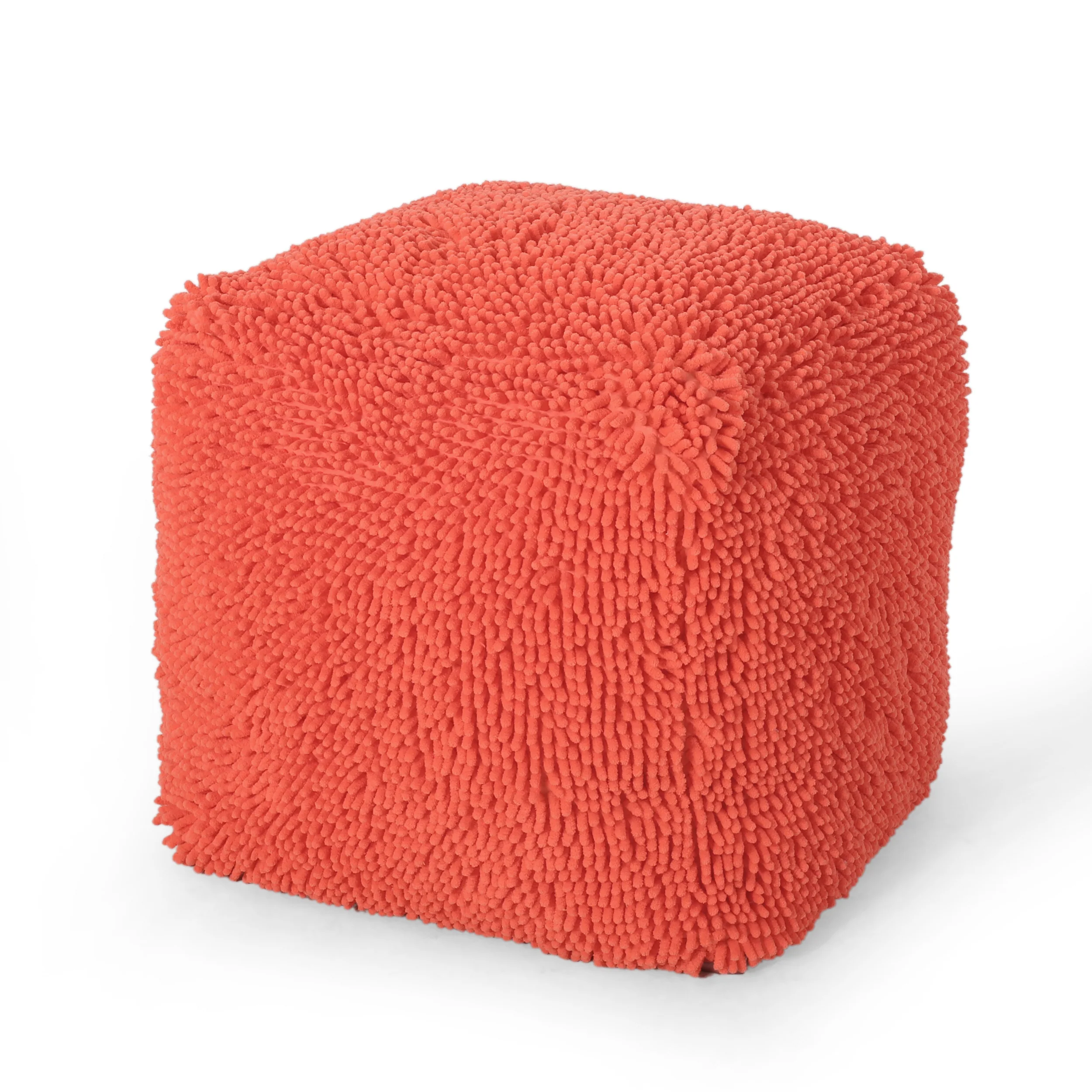 Moloney Modern Microfiber Chenille Square Pouf - furnishings