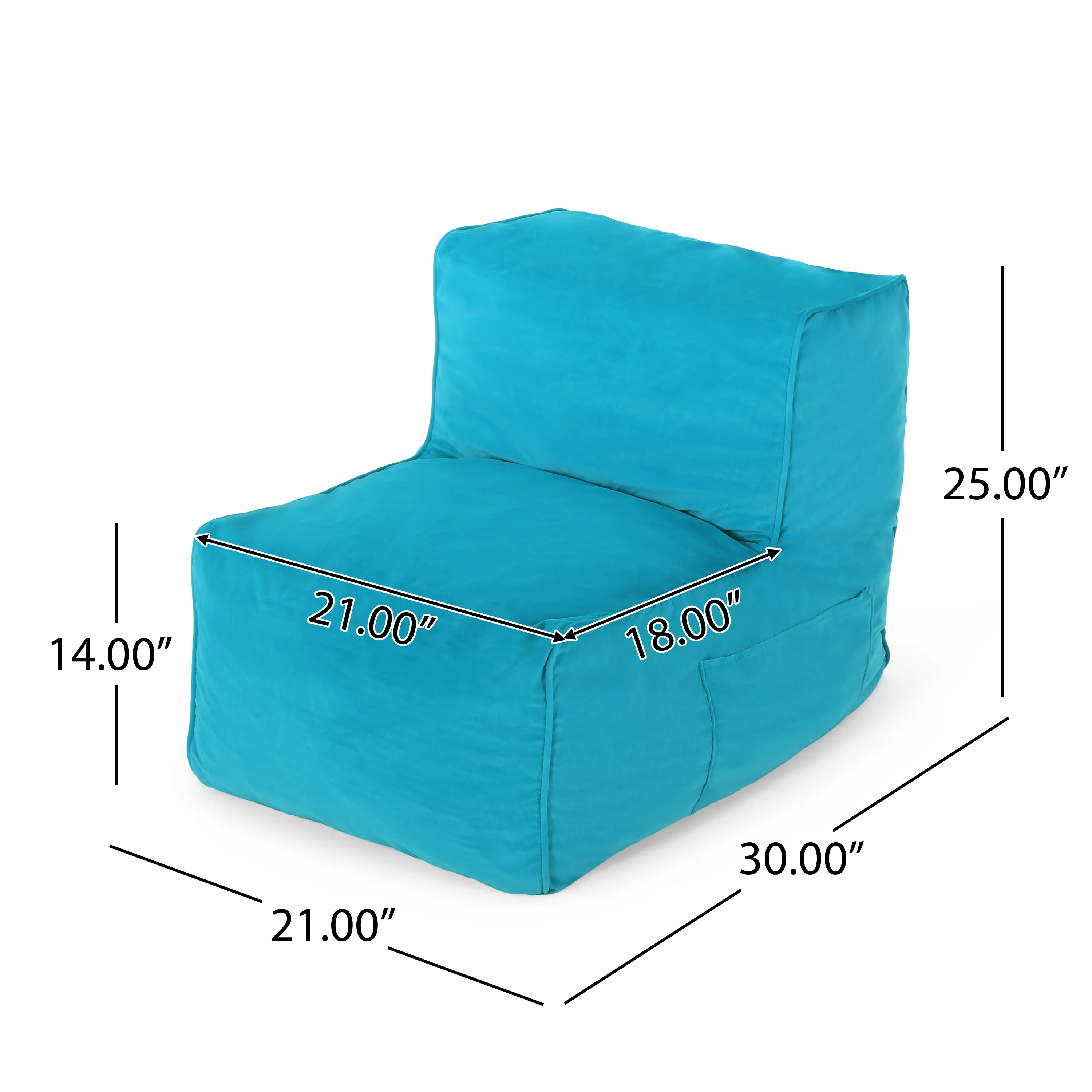 Caraway Modern Velvet Bean Bag Chair - furnishings