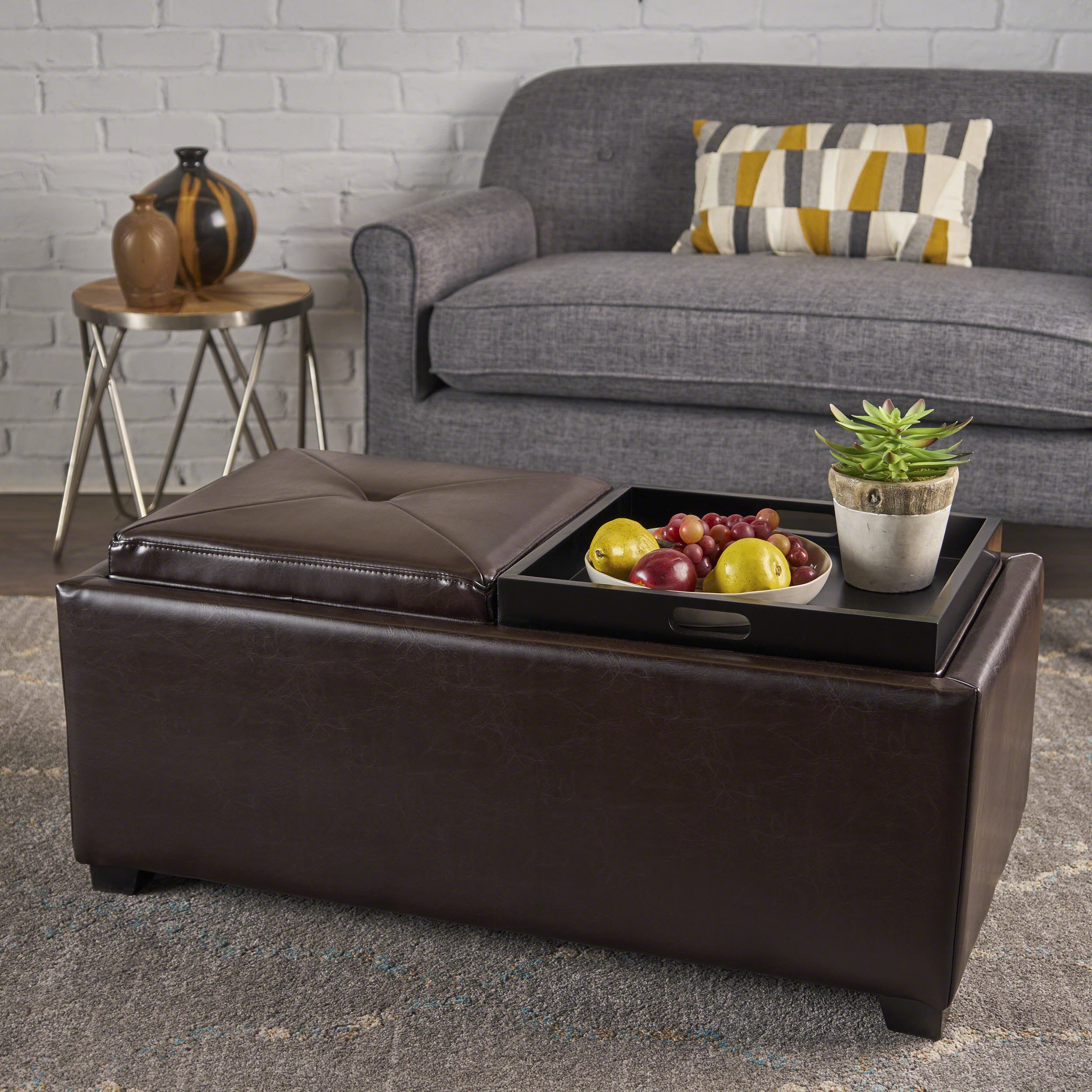 Kenwell 2-Tray-Top Storage Ottoman Coffee Table - furnishings