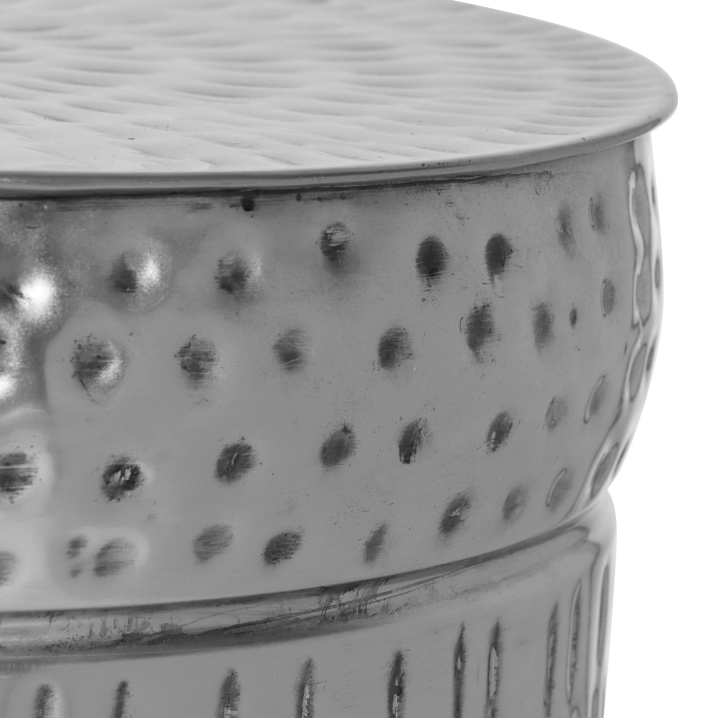 Ralph Modern Handcrafted Textured Iron Side Tables, Set of 2, Nickel Antique - furnishings