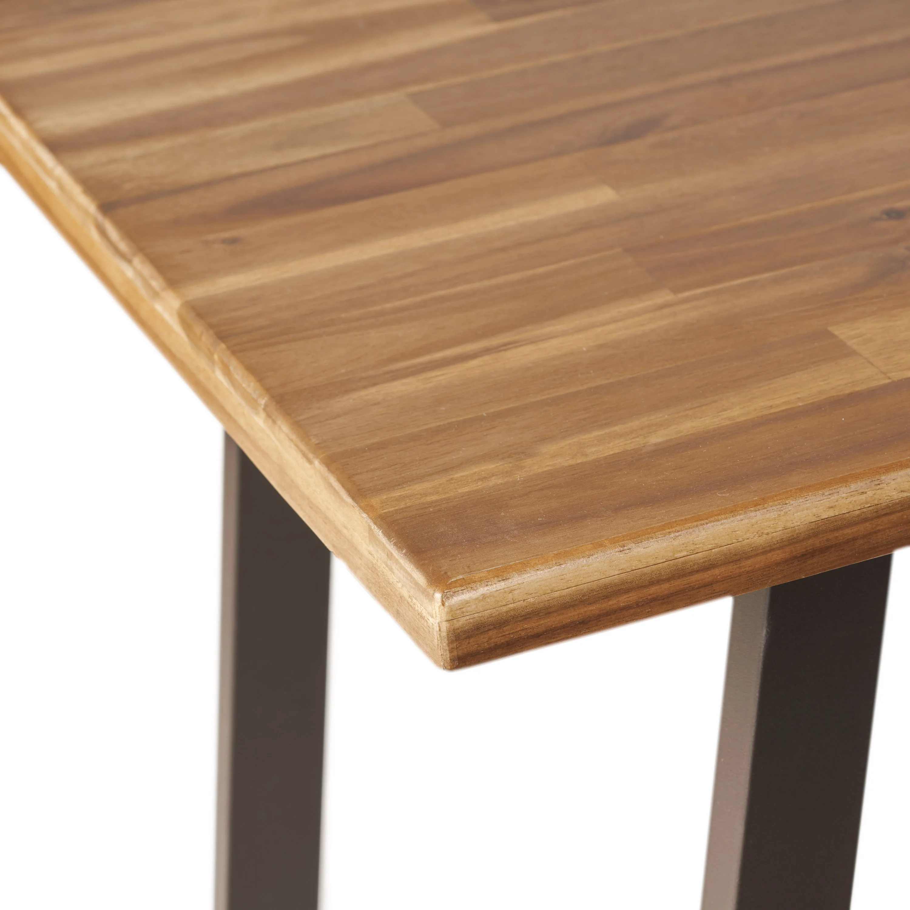 Pablo Acacia Wood and Iron Bar Table, Natural Brown, Rustic Metal - furnishings