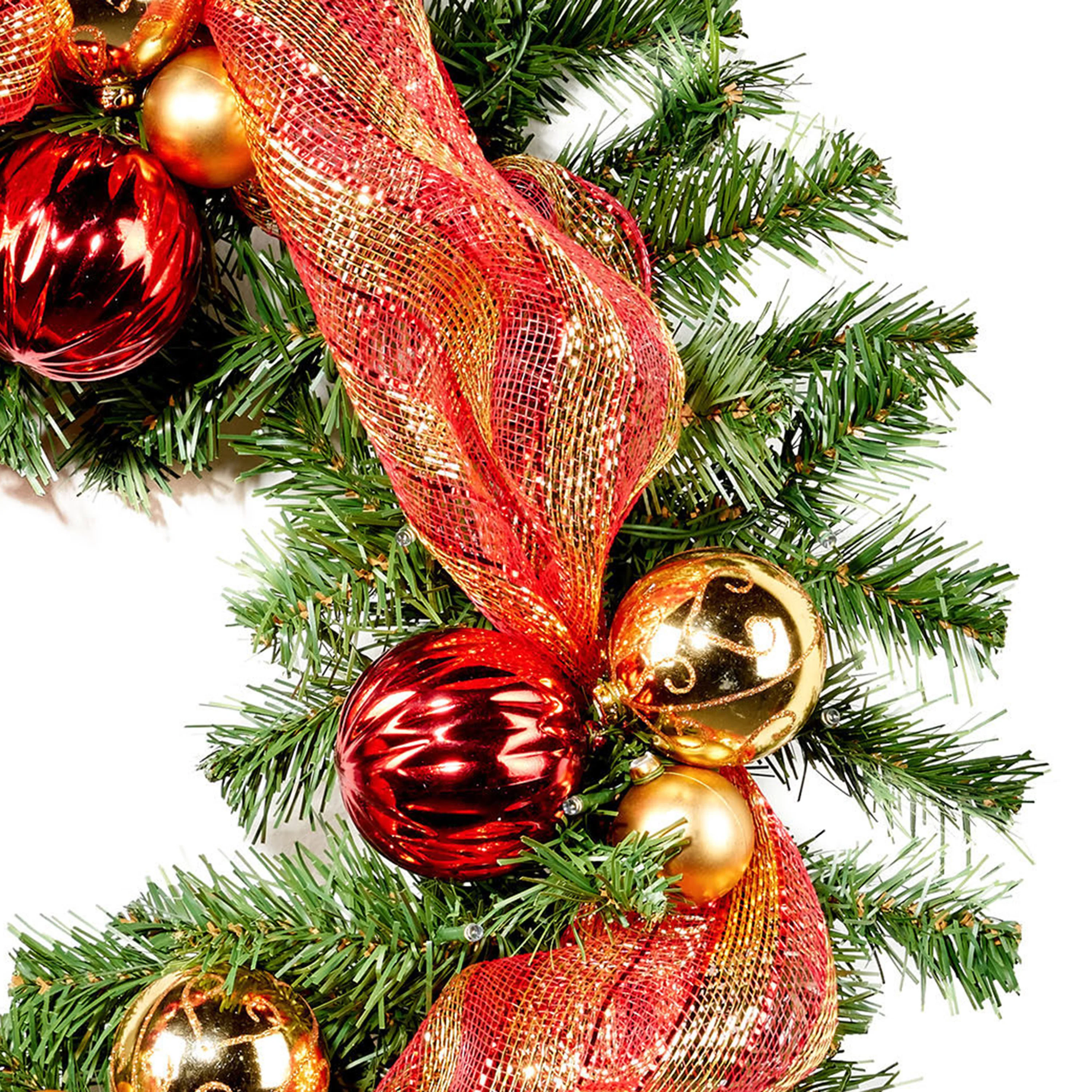 24-inch Noble For Pre-Lit Warm White LED Pre-Decorated Artificial Christmas Wreath - furnishings