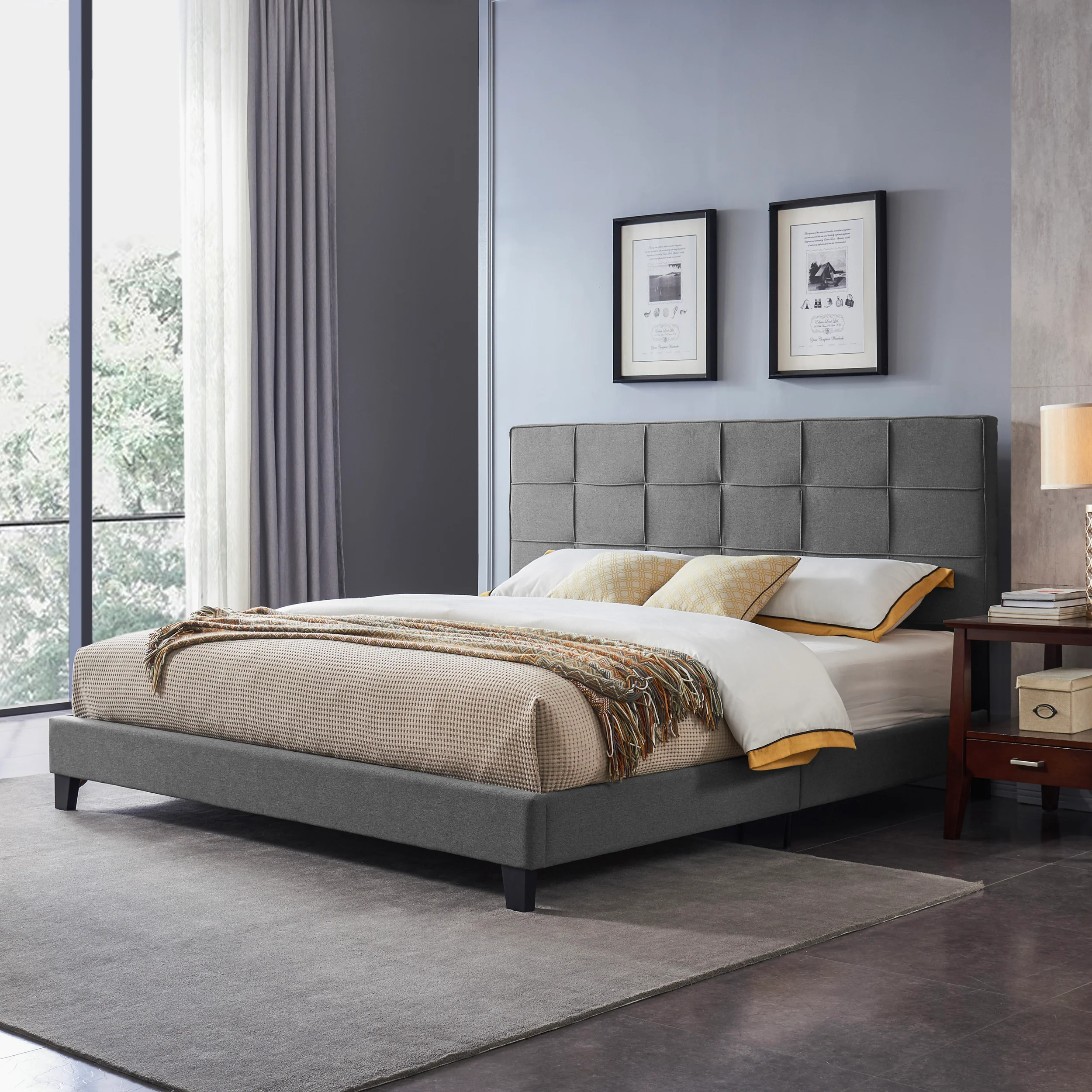 Salome Contemporary Upholstered King Bed Platform - furnishings