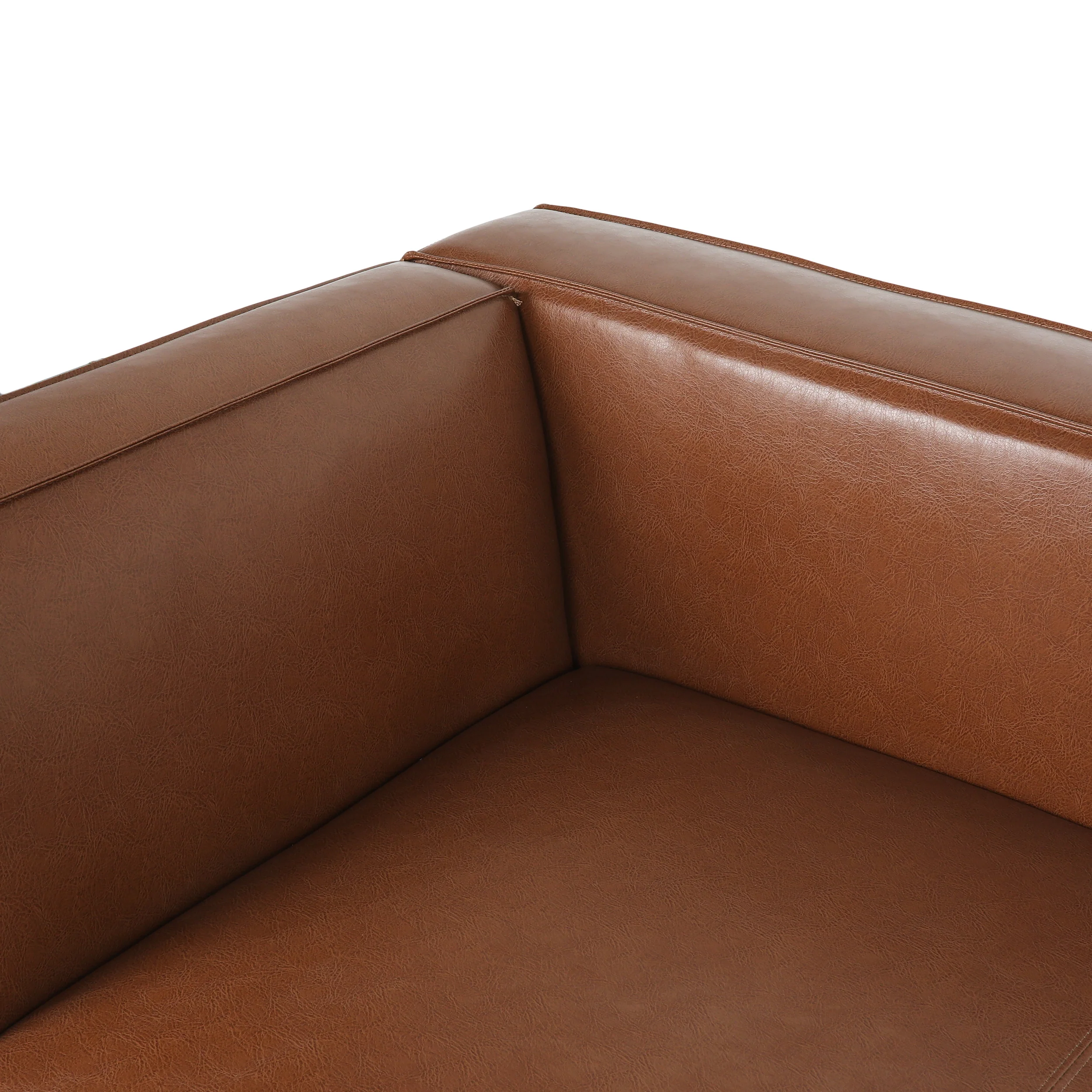 Minkler Contemporary Faux Leather 3 Seater Sofa with Chaise Lounge - furnishings
