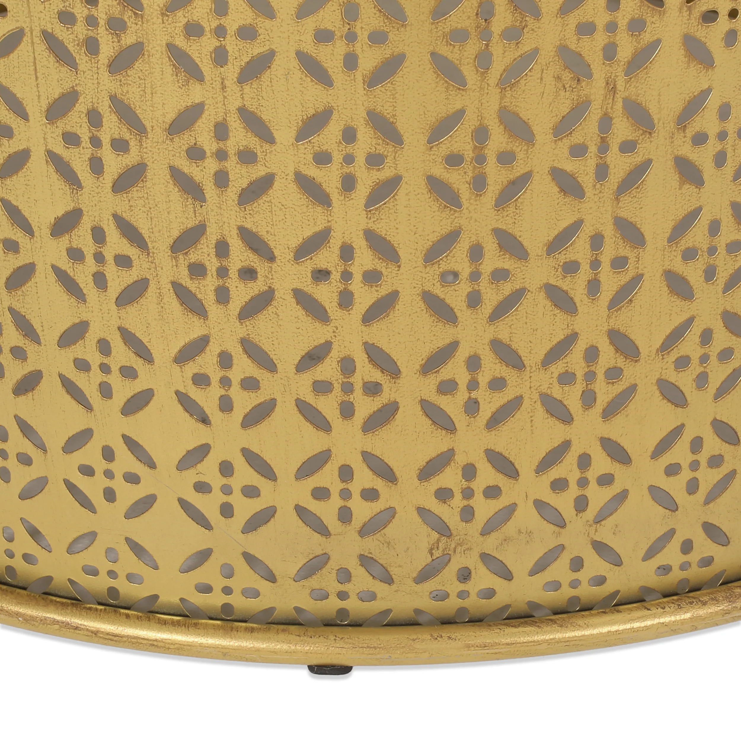 Arrastra Boho Lace Cut Iron Coffee Table, Gold Brushed Brown - furnishings