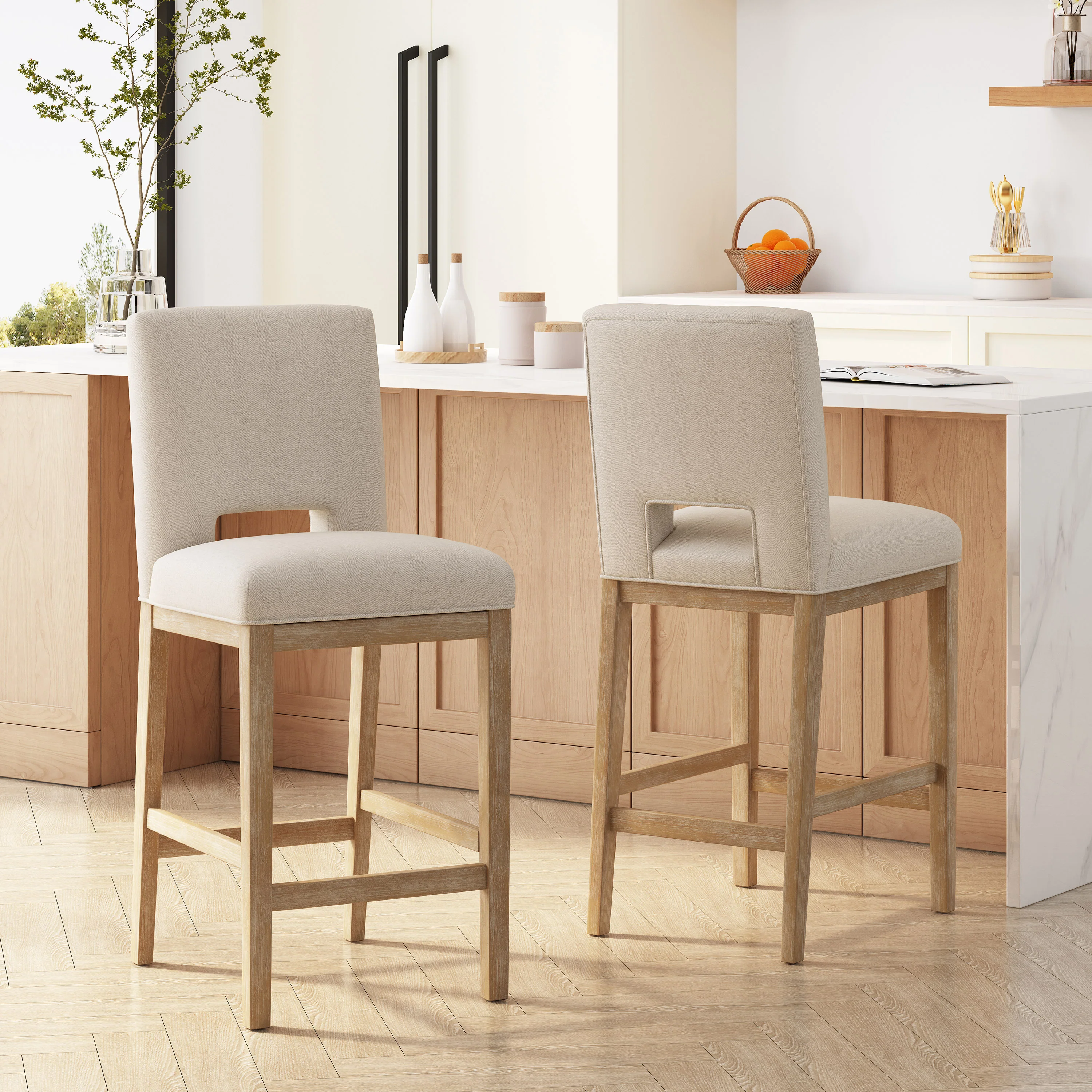 Kiara Contemporary Fabric Upholstered 31 Inch Barstools (Set of 2) - furnishings