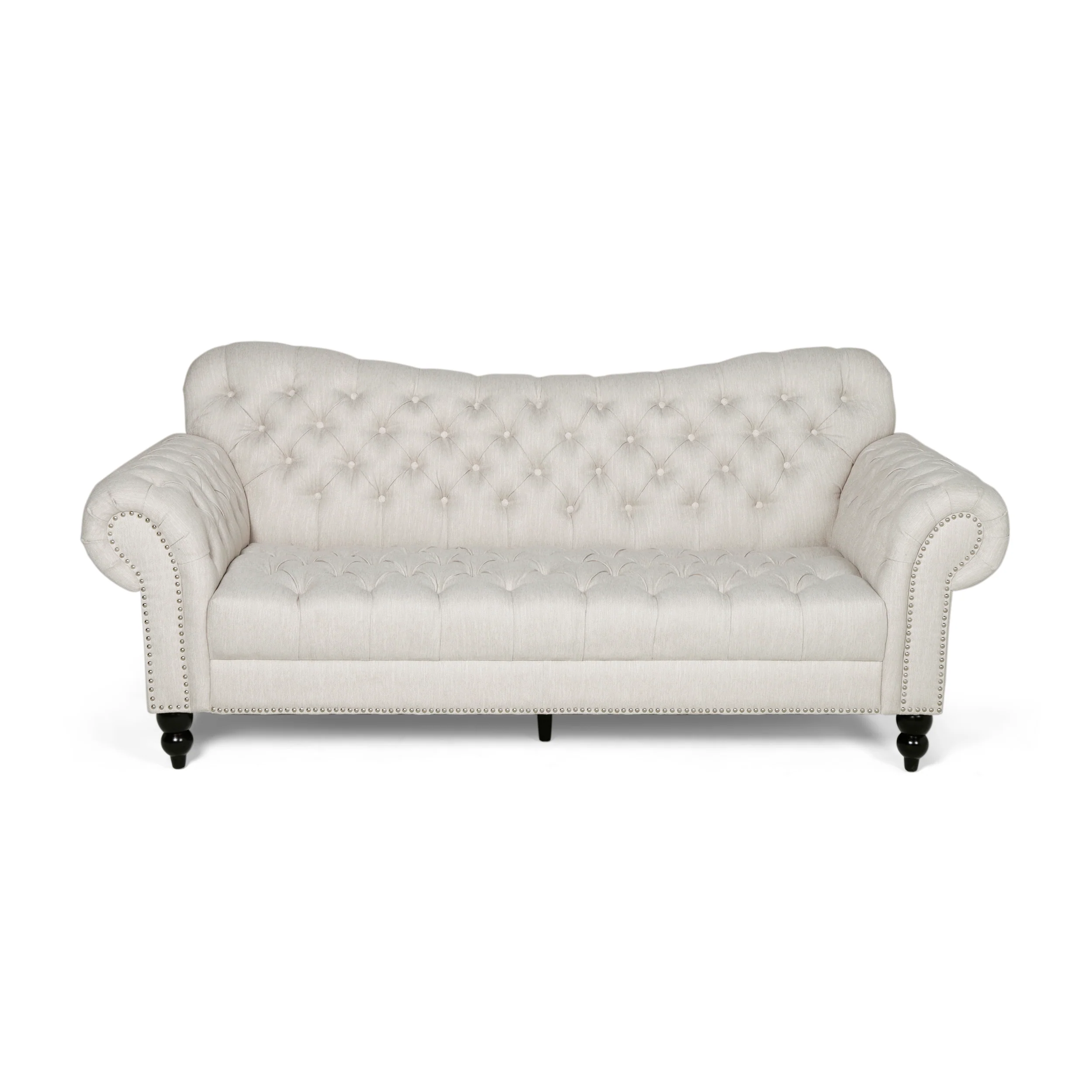 Emeric Chesterfield Button Tufted Fabric 3 Seater Sofa - furnishings
