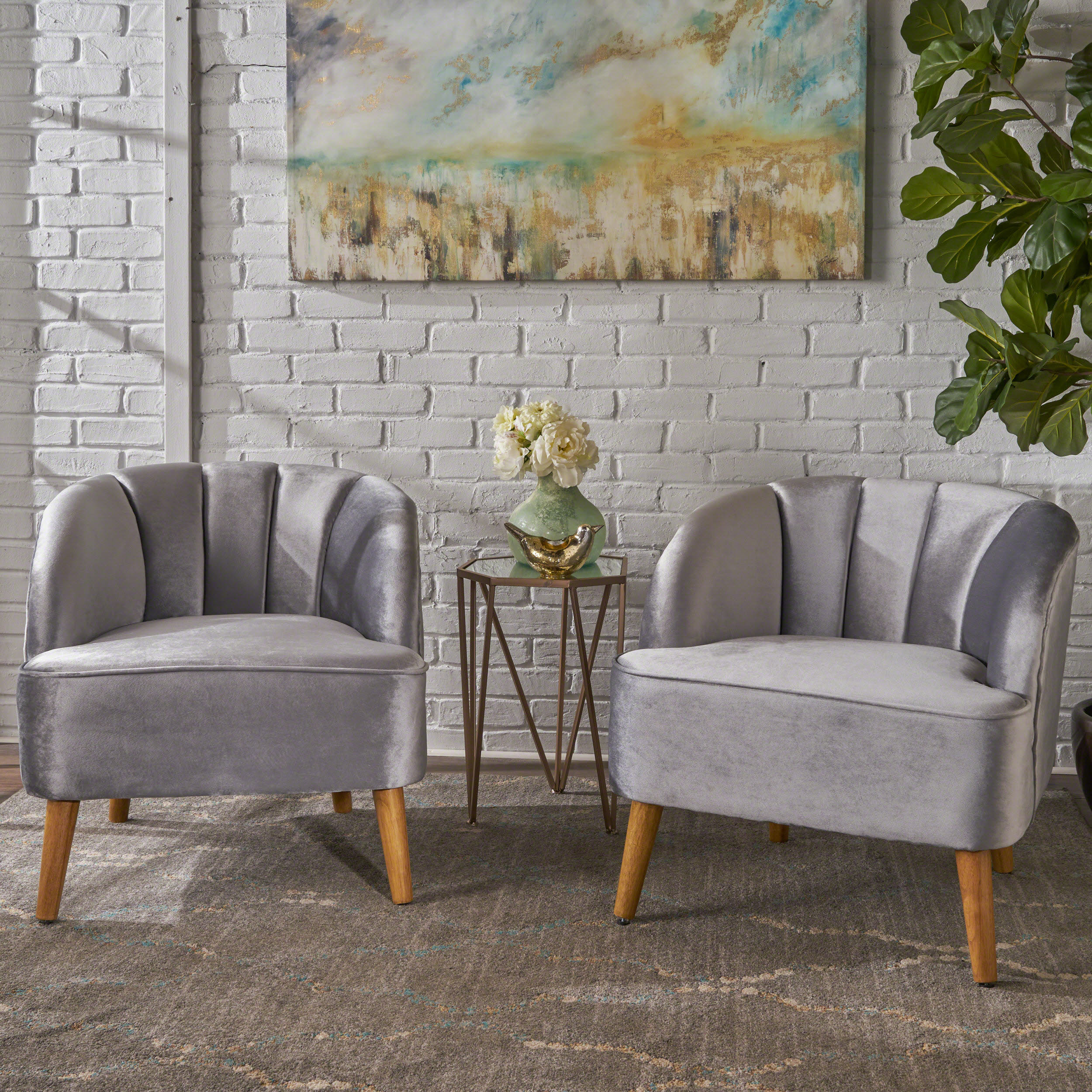 Scarlett Modern Velvet Accent Chair (Set of 2) - furnishings
