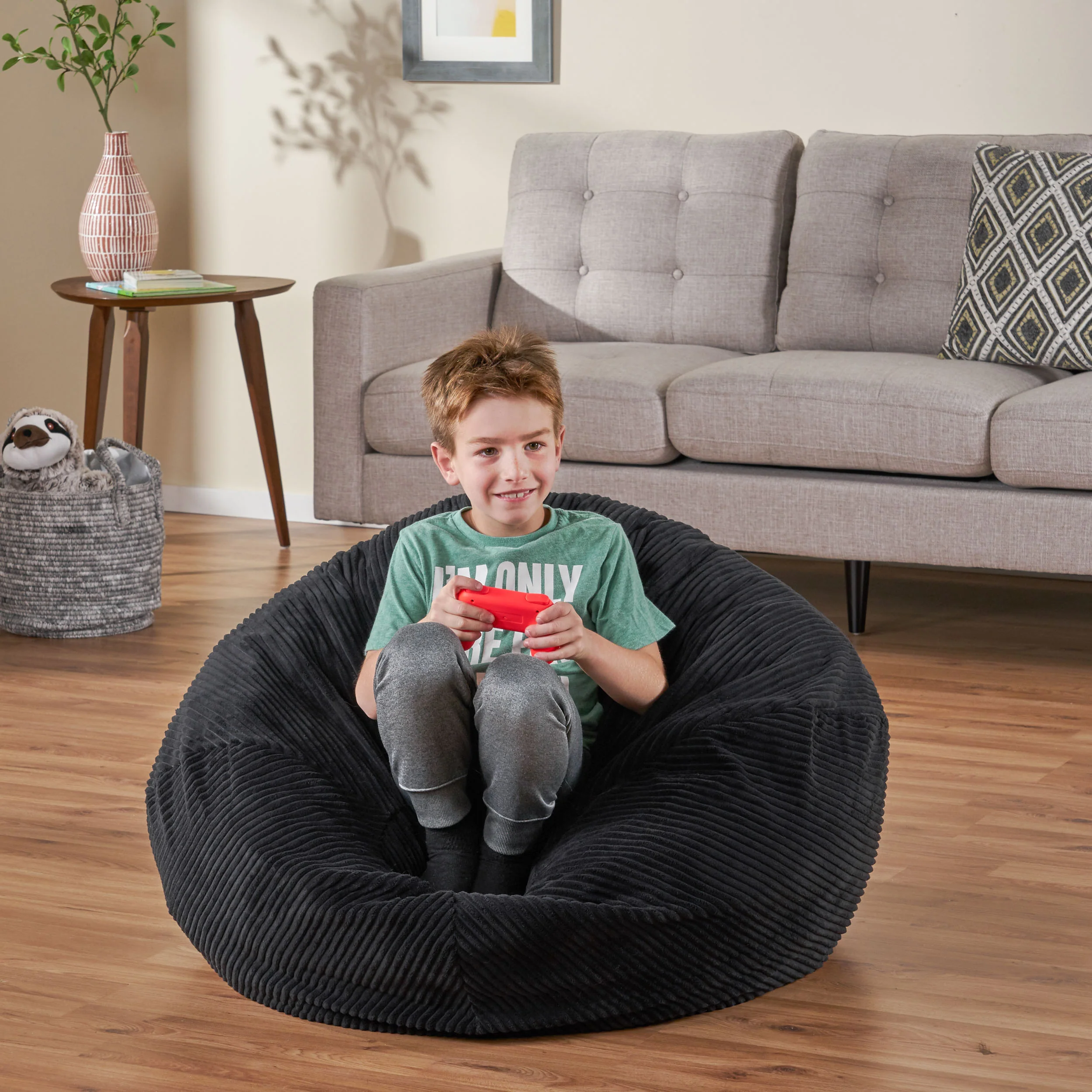 Germaine 3 Foot Modern Corduroy Beanbag - furnishings