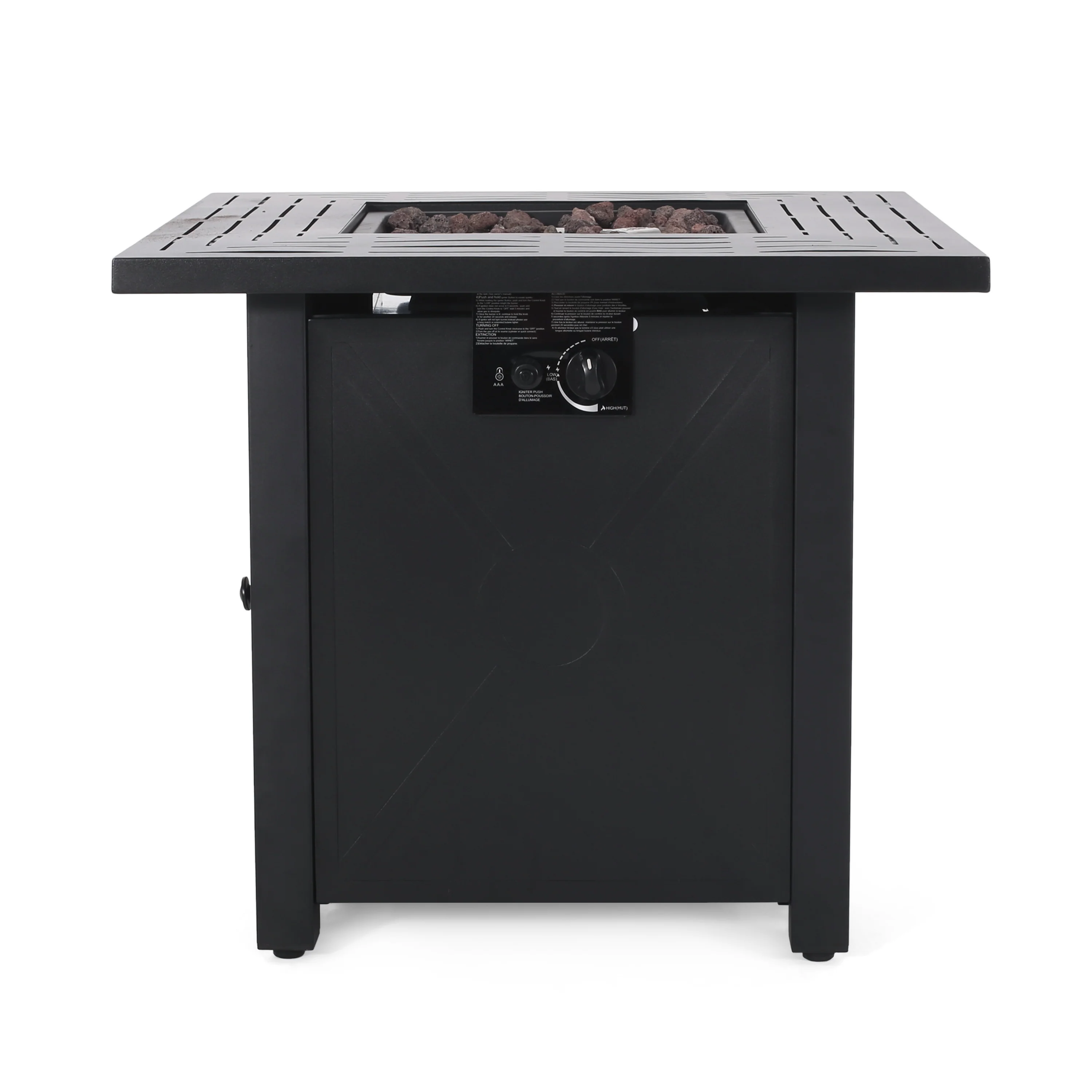 Doheny Outdoor 40,000 BTU Iron Square Fire Pit, Black - furnishings