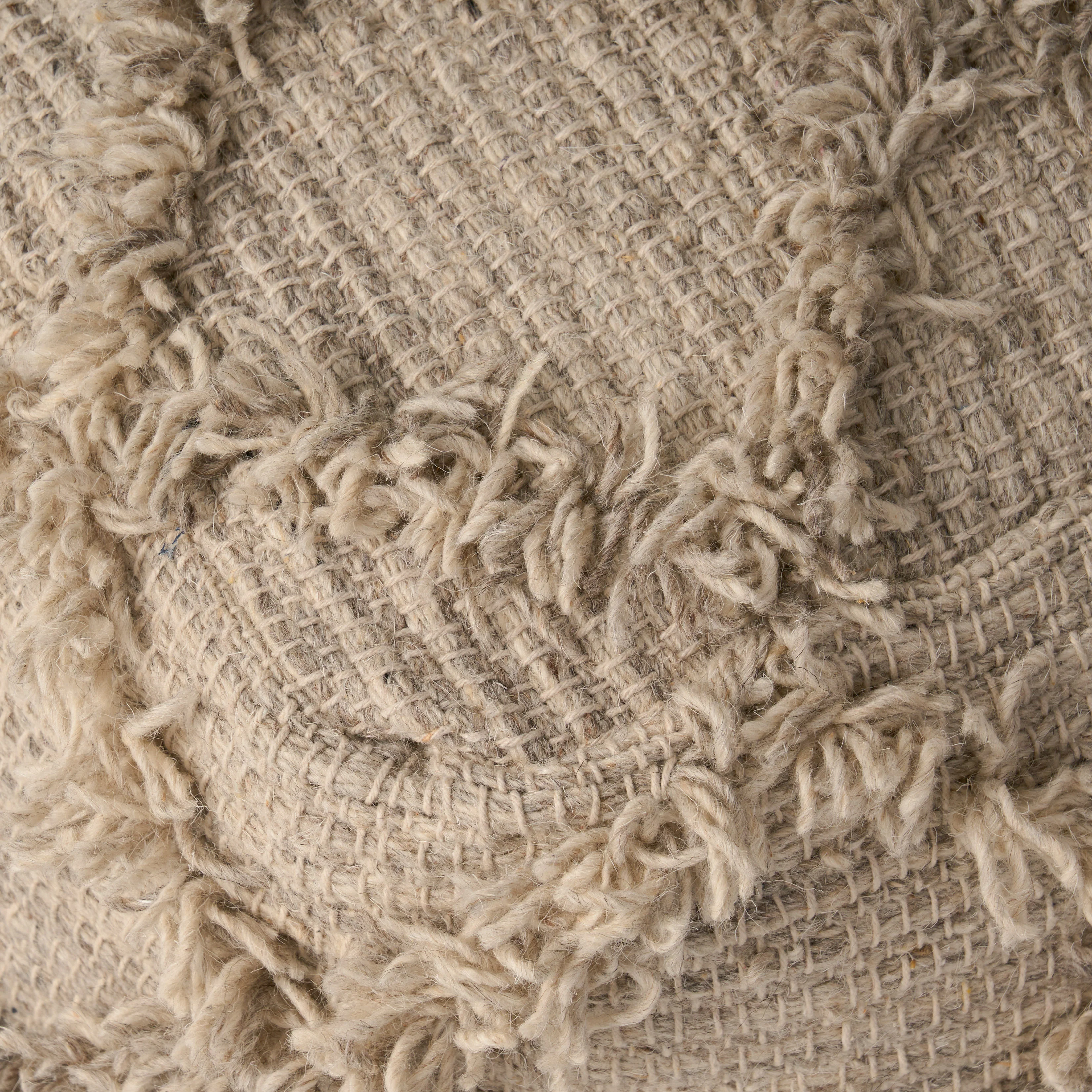 Viraj Boho Artisan Hand Woven Wool and Cotton Cube Pouf - furnishings