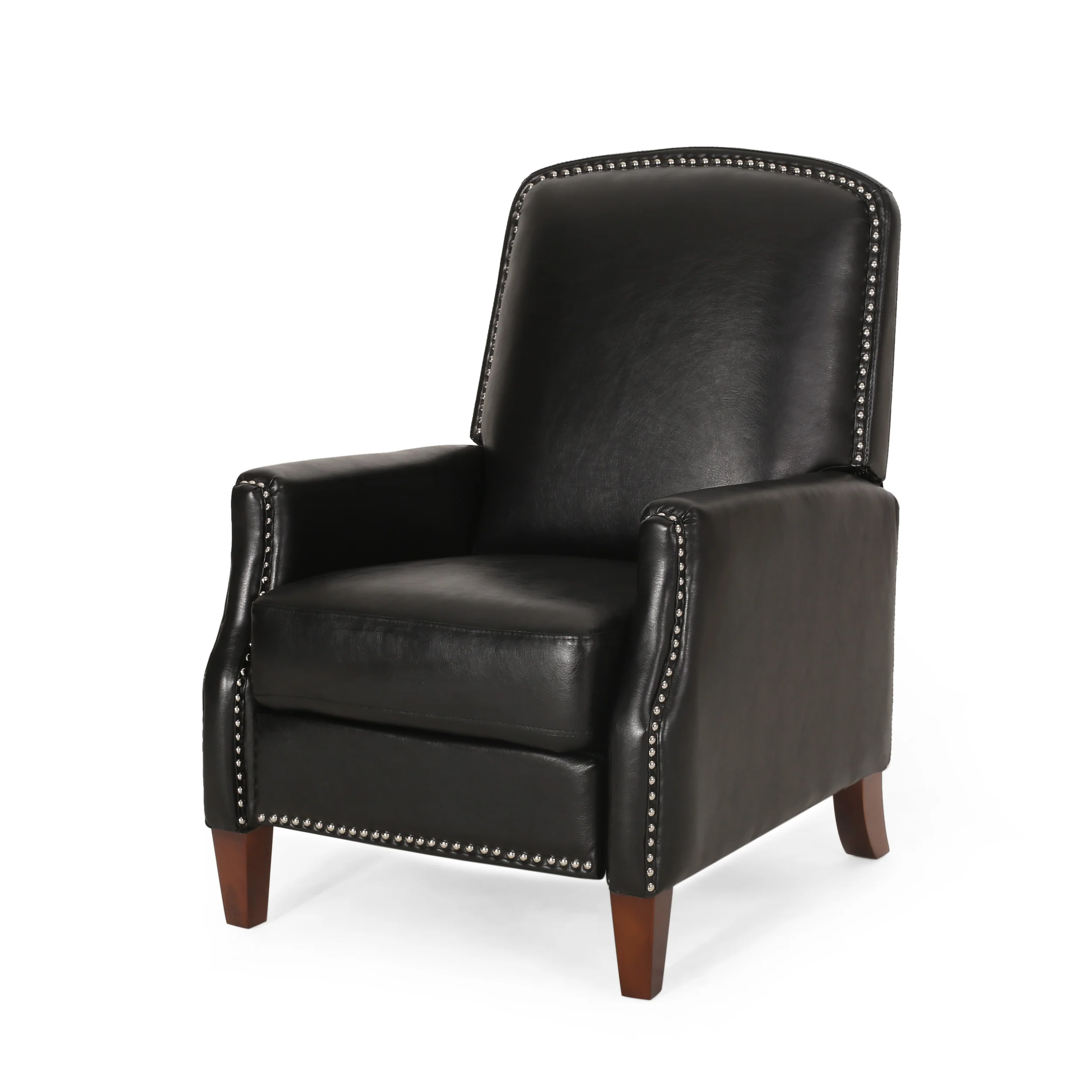 Breu Contemporary Upholstered Pushback Recliner with Nailhead Trim - furnishings