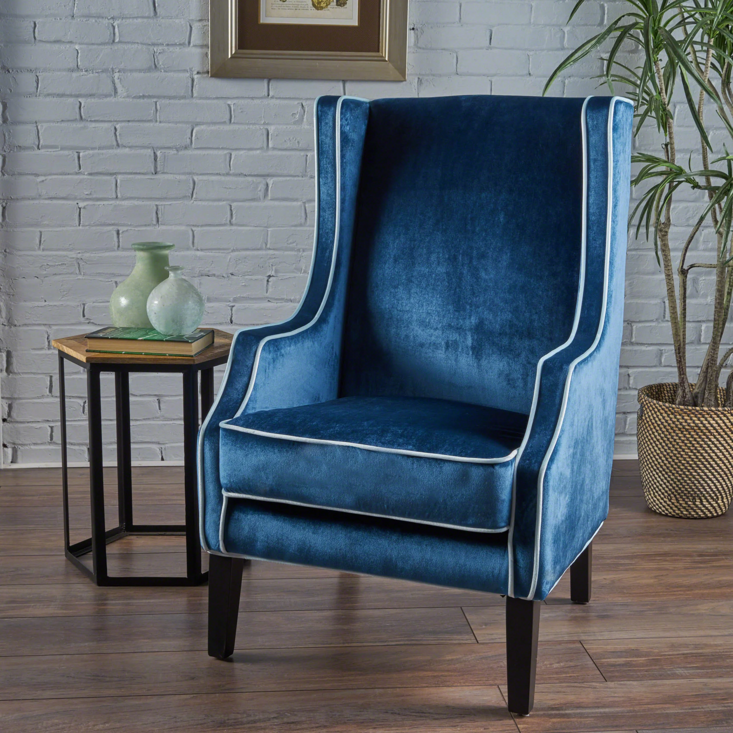 Edell Velvet Wingback Accent Chair - furnishings