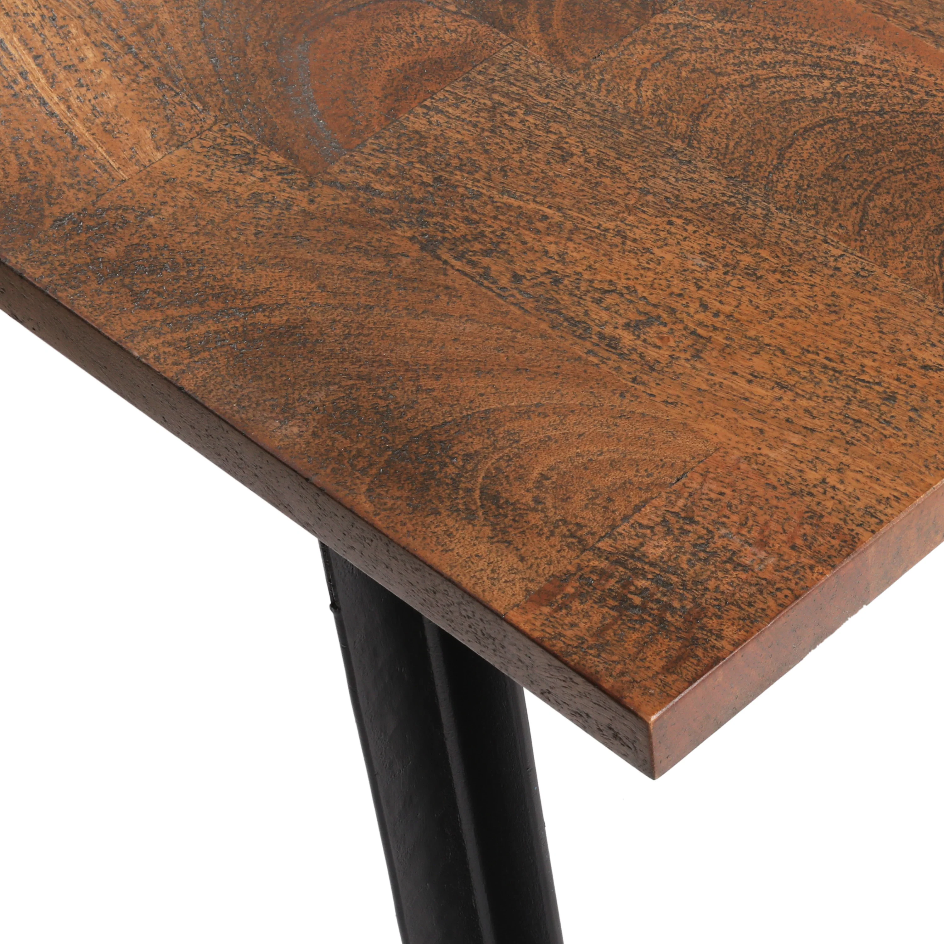 Meridan Modern Industrial Handmade Mango Wood Dining Bench, Country Brown and Black - furnishings