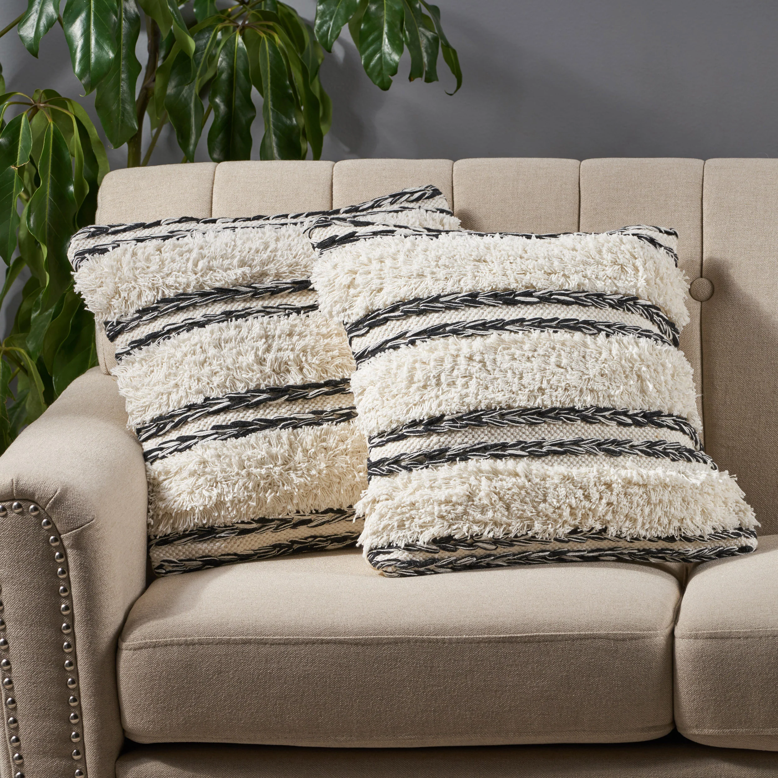 Emoni Boho Cotton Throw Pillow (Set of 2) - furnishings