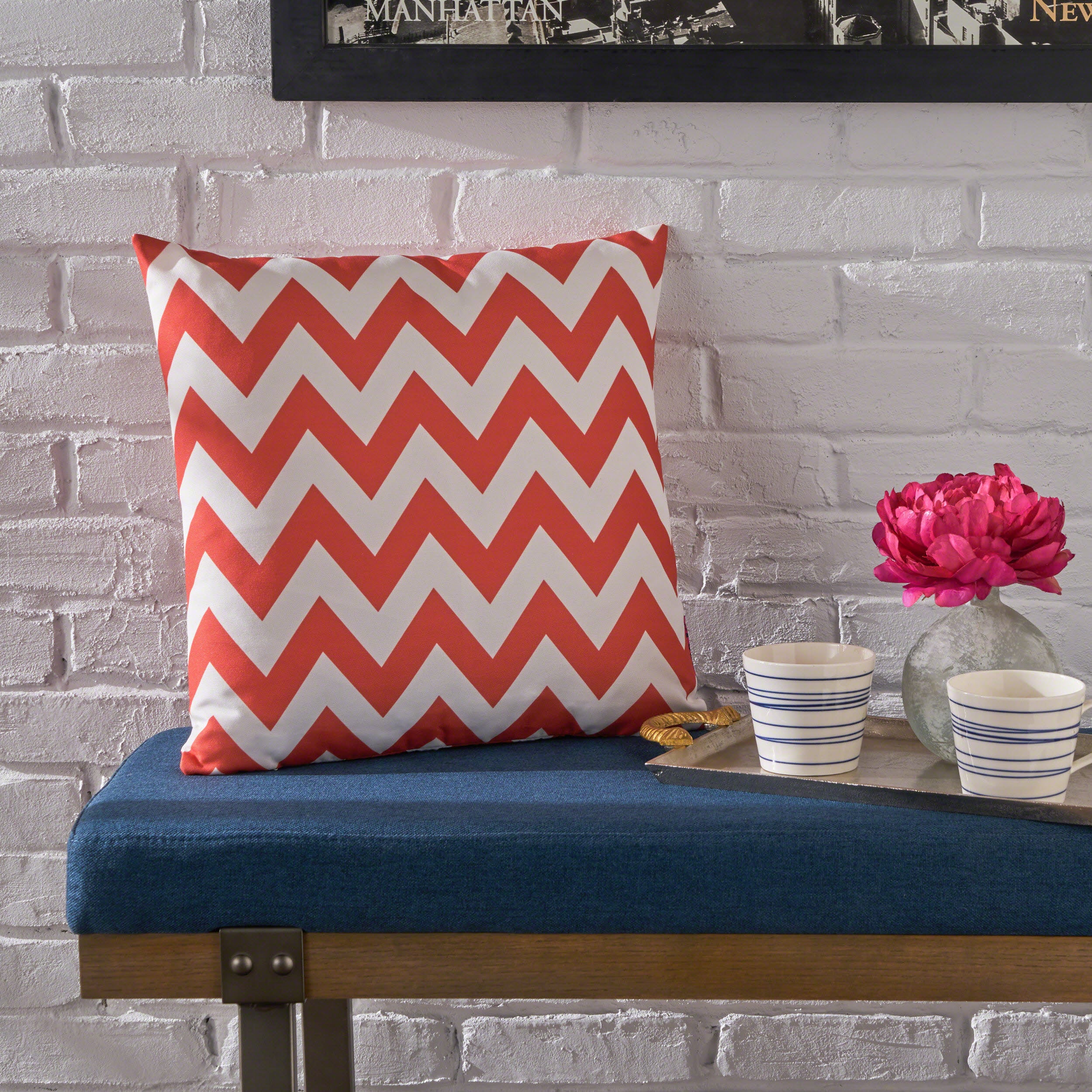 Ernest Indoor Zig Zag Striped Water Resistant Square Throw Pillow - furnishings