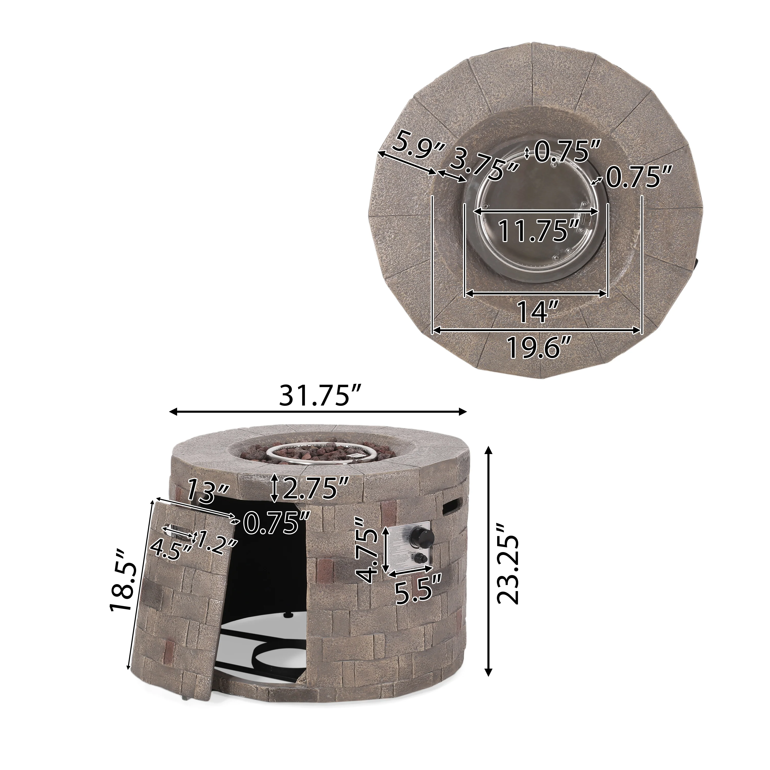 Kaur Outdoor Lightweight Concrete Circular Fire Pit - furnishings