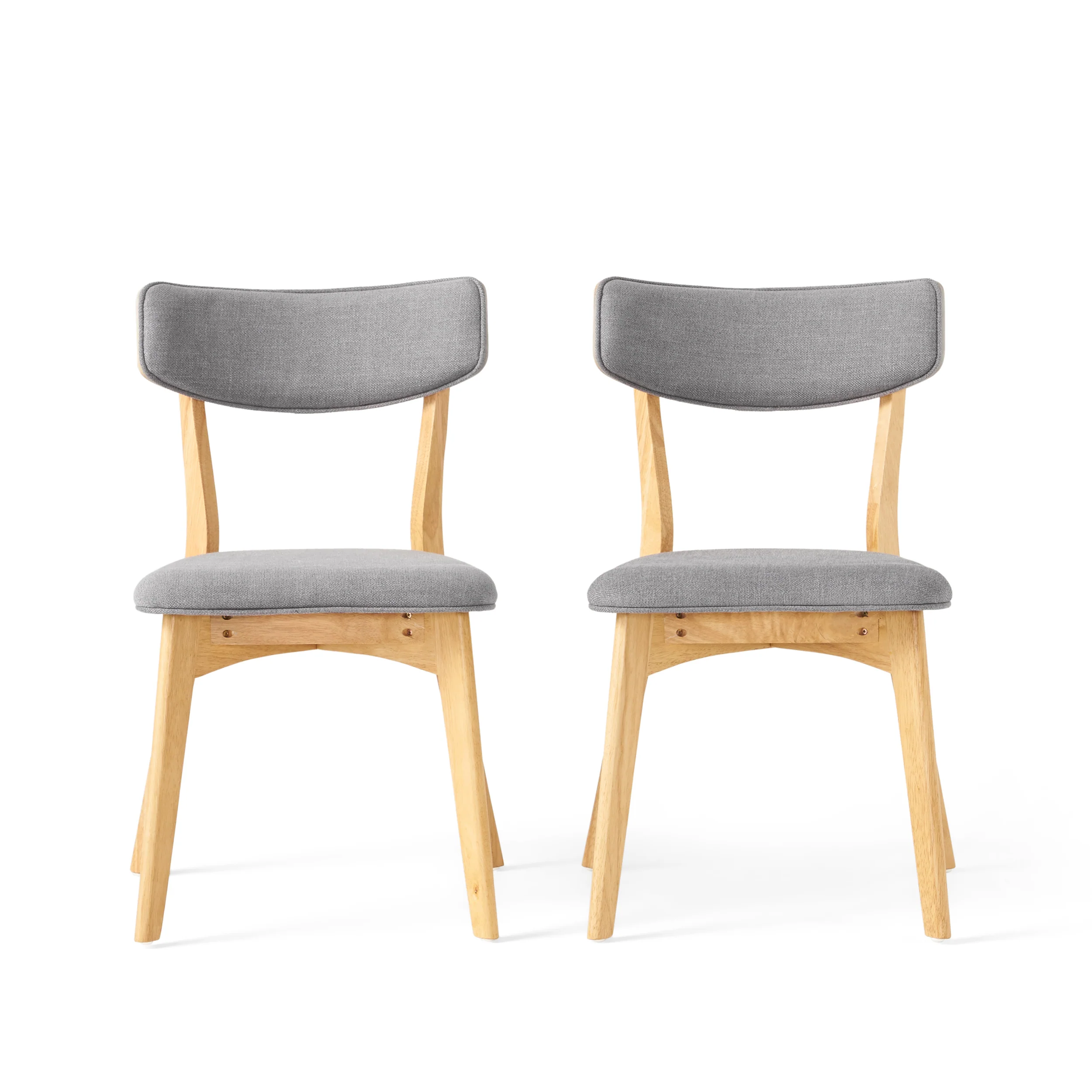 Turat Mid Century Fabric Dining Chairs with Natural Oak Finish(Set of 2) - furnishings