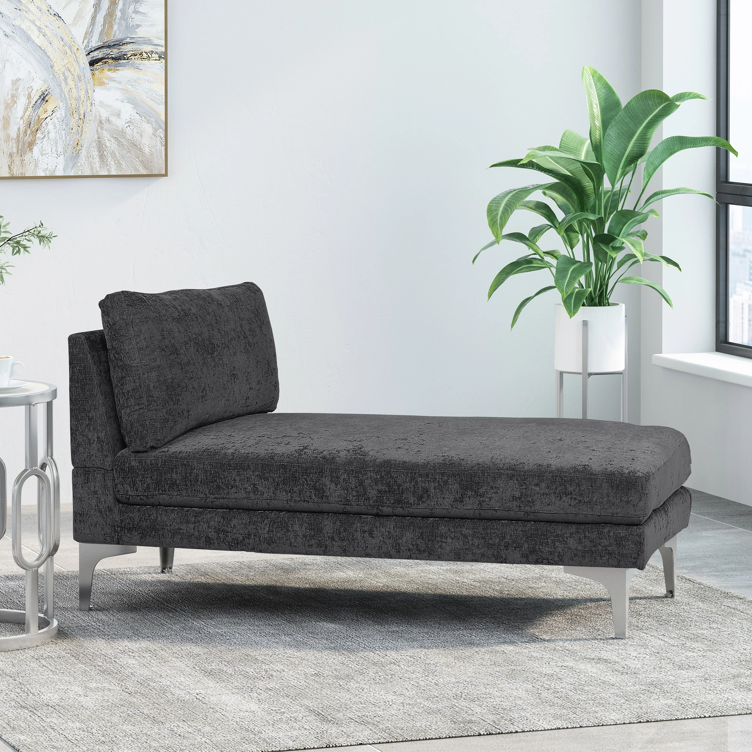 Makenleigh Contemporary Fabric Chaise Lounge - furnishings