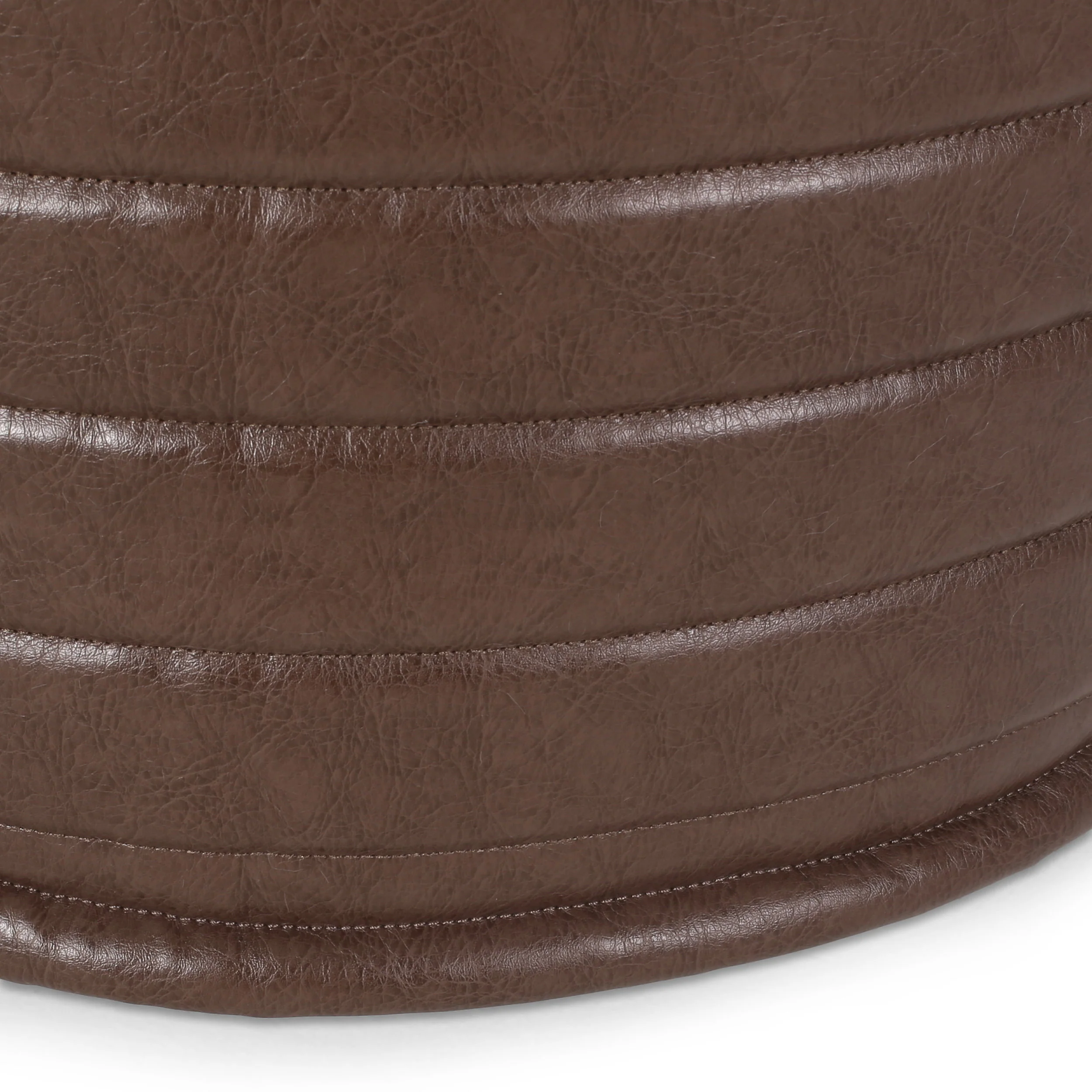 Conrail Contemporary Faux Leather Channel Stitch Pouf - furnishings