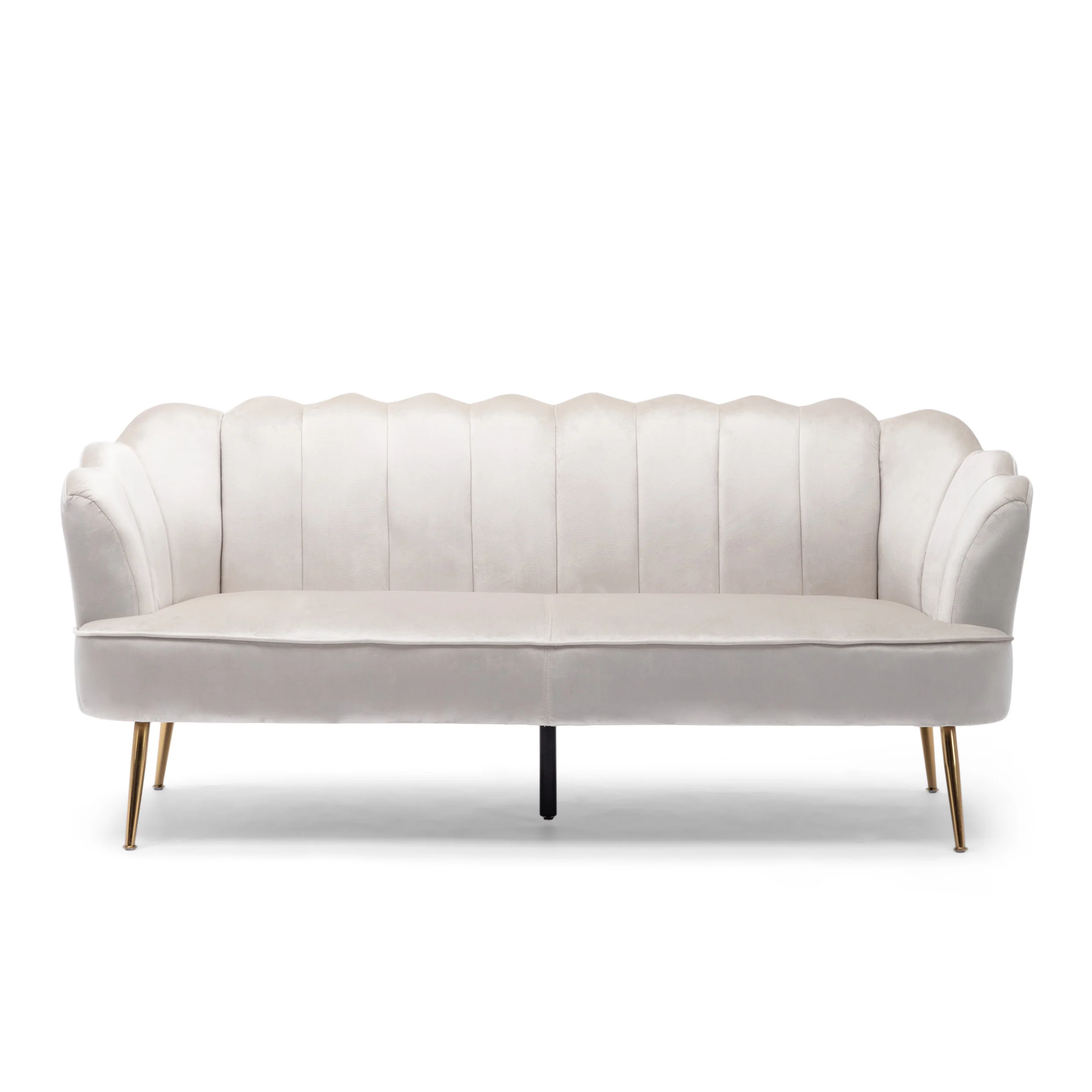 Ohnstad Modern Glam Velvet Channel Stitch 3 Seater Shell Sofa - furnishings