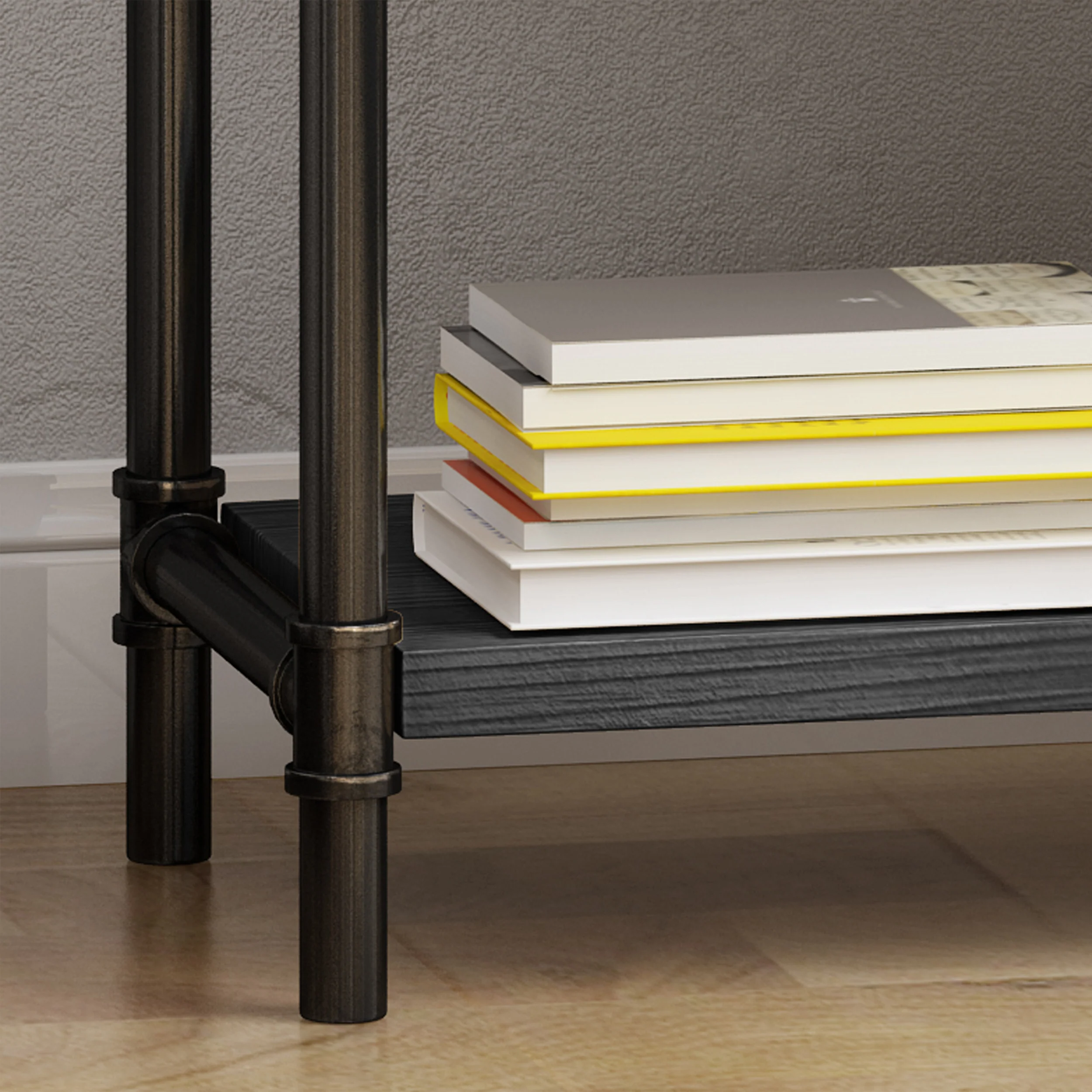 Astrid Industrial Pipe Design 4-Shelf Etagere Bookcase - furnishings
