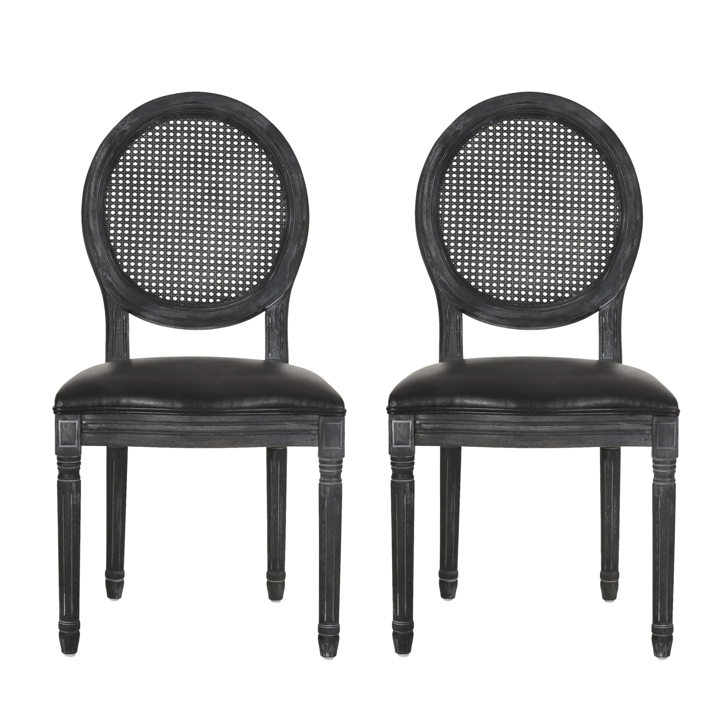 Lintz French Country Wood and Cane Upholstered Dining Chair, Set of 2 - furnishings