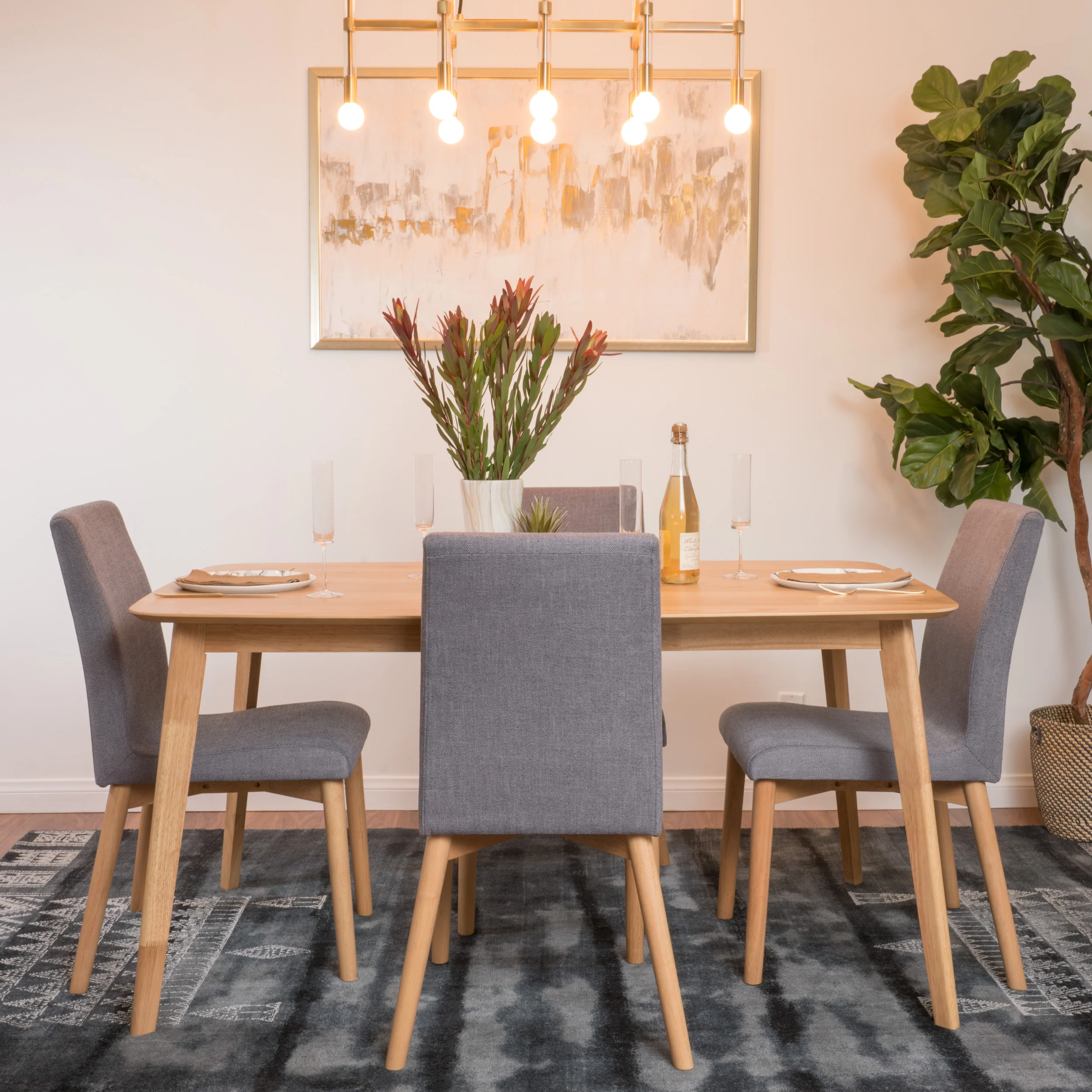 Katherine Mid-Century Modern 5 Piece Dining Set - furnishings