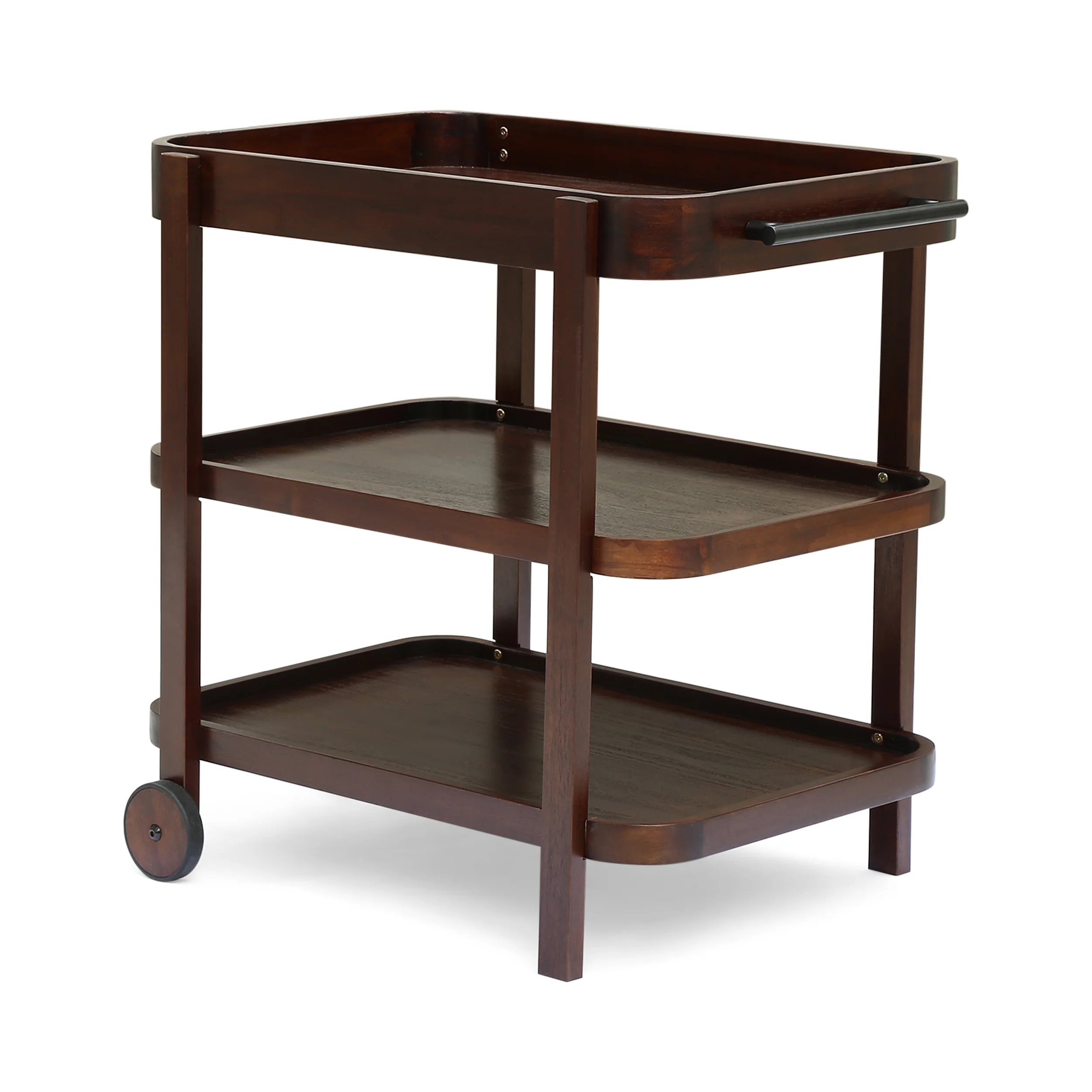 Bartlet Indoor/Outdoor Acacia Wood 3 Tiered Bar Cart, Brown Mahogany - furnishings