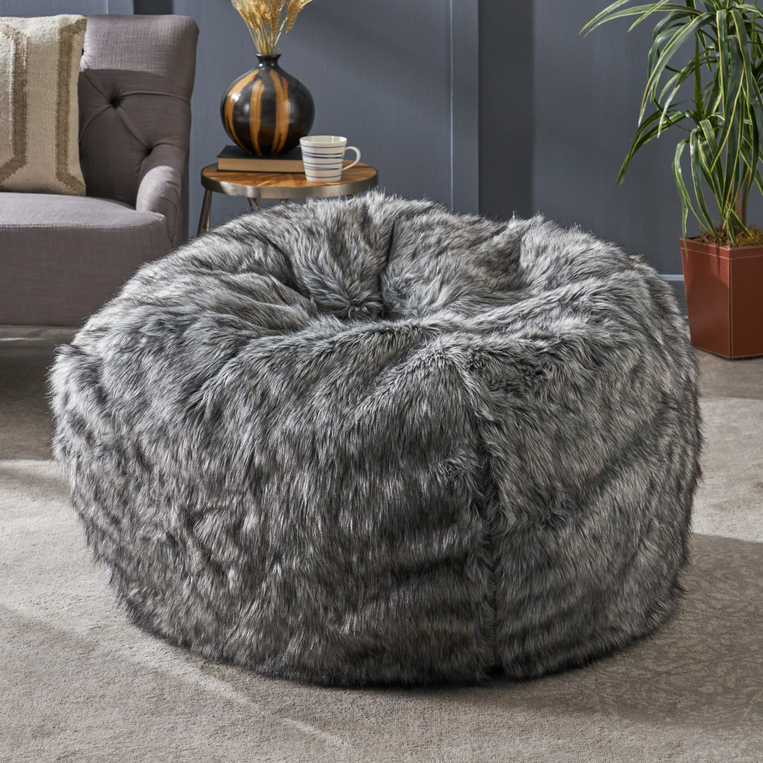 Leslie Modern 3 Foot Faux Fur Bean Bag Cover - furnishings