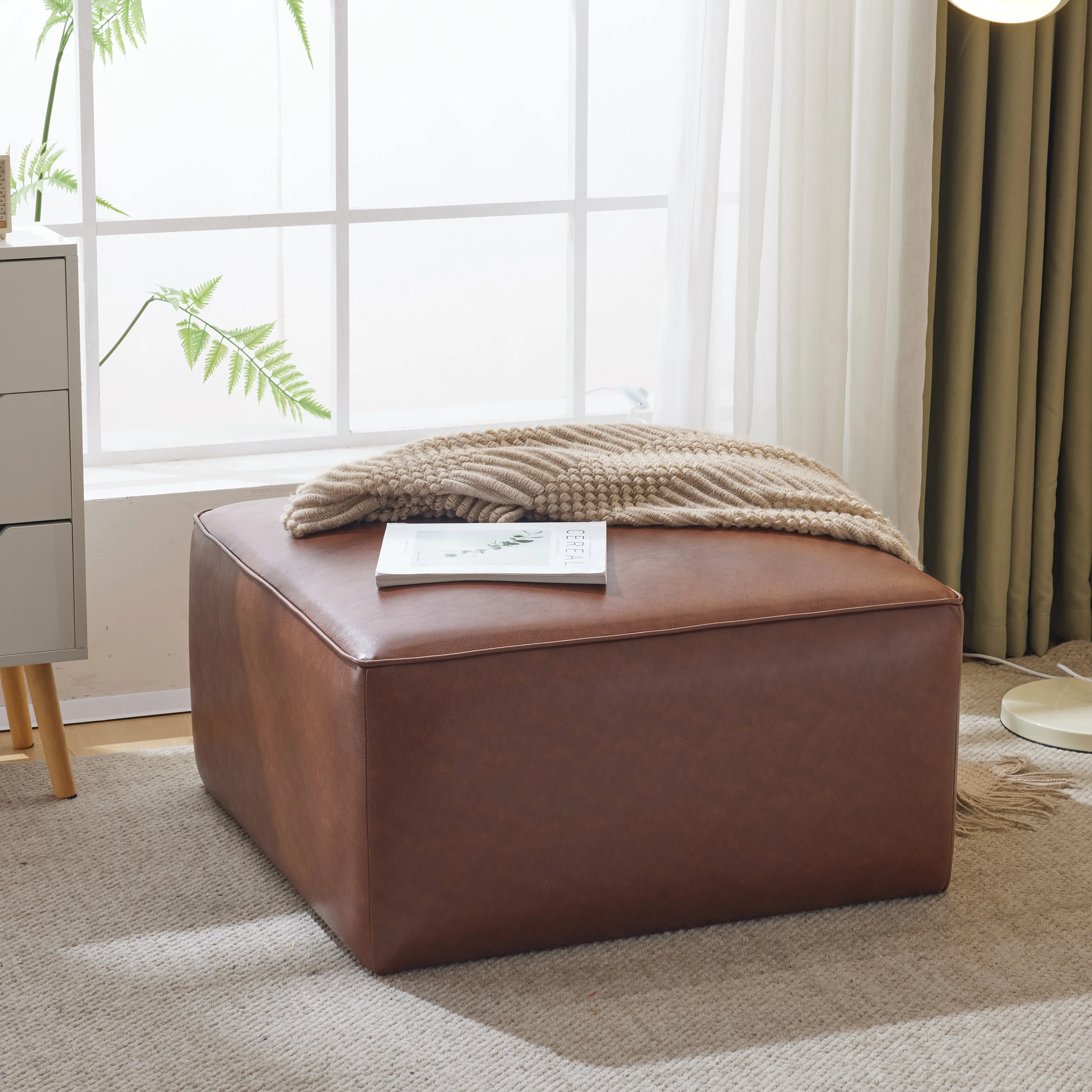 Mirabelle Indoor PU Ottoman - furnishings