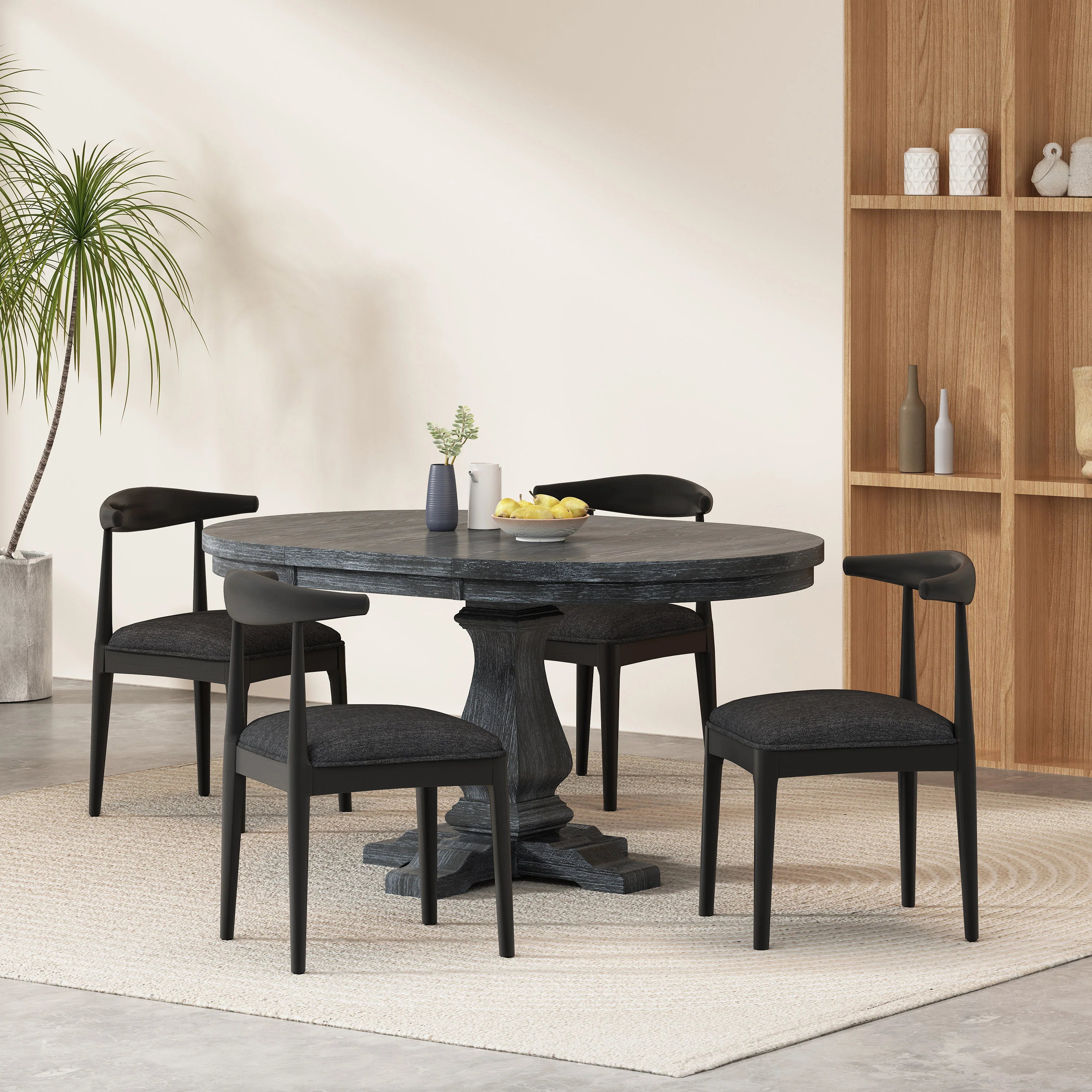 Denell Contemporary Fabric Upholstered Wood 5 Piece Dining Set - furnishings