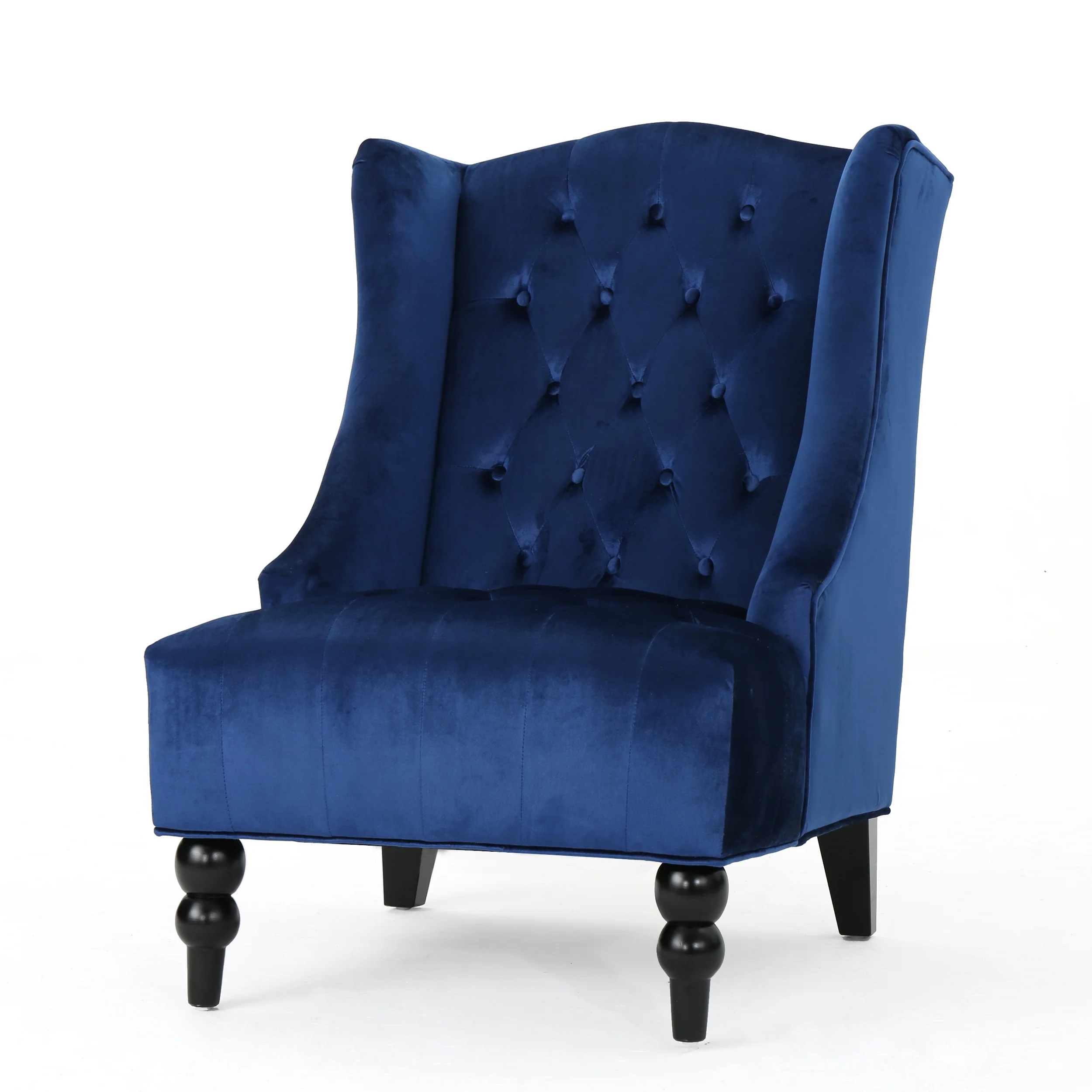 Talisa Winged High-Back Tufted New Velvet Club Chair - furnishings