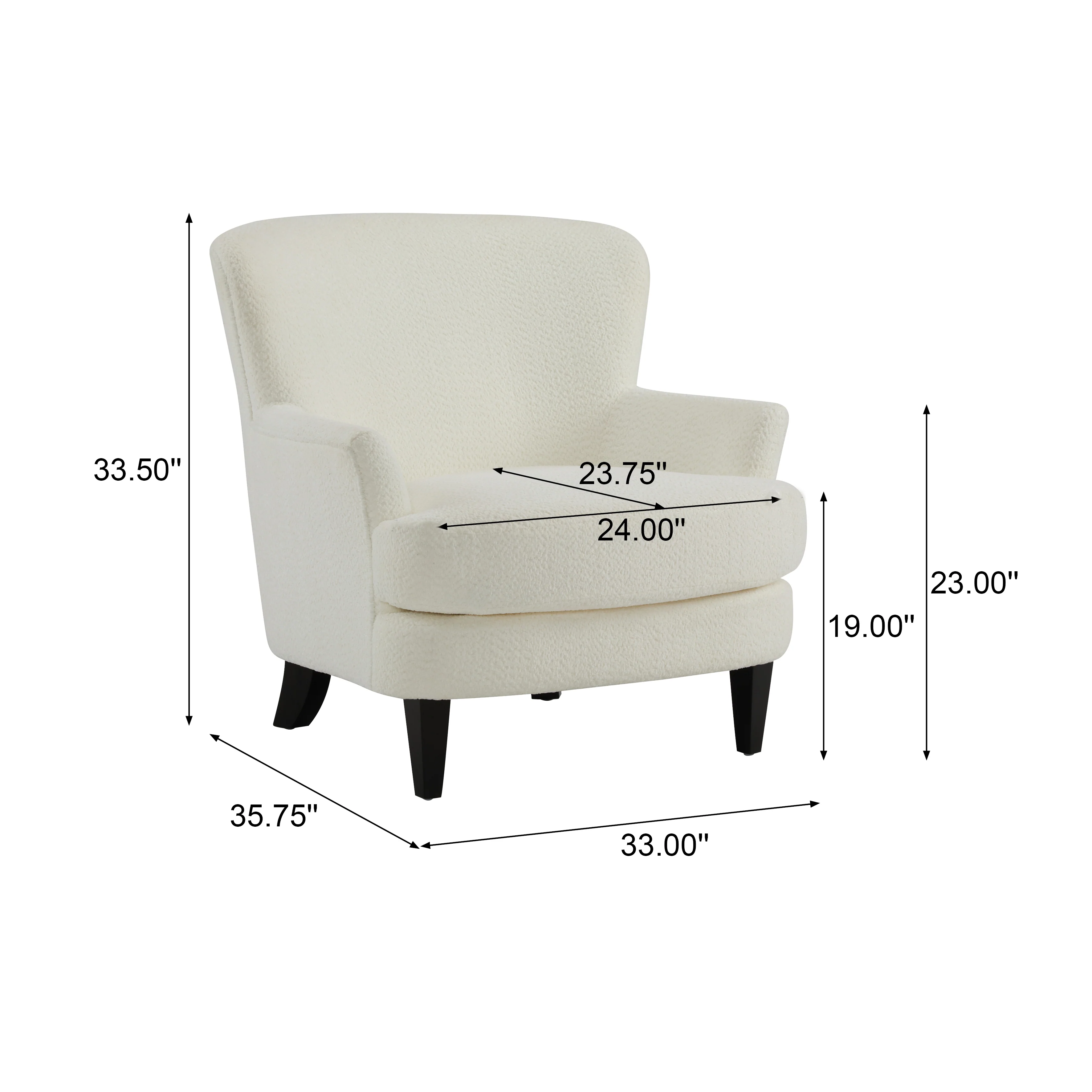 Lyrae Modern Birch Upholstered Club Chair with Ottoman, Off-White - furnishings