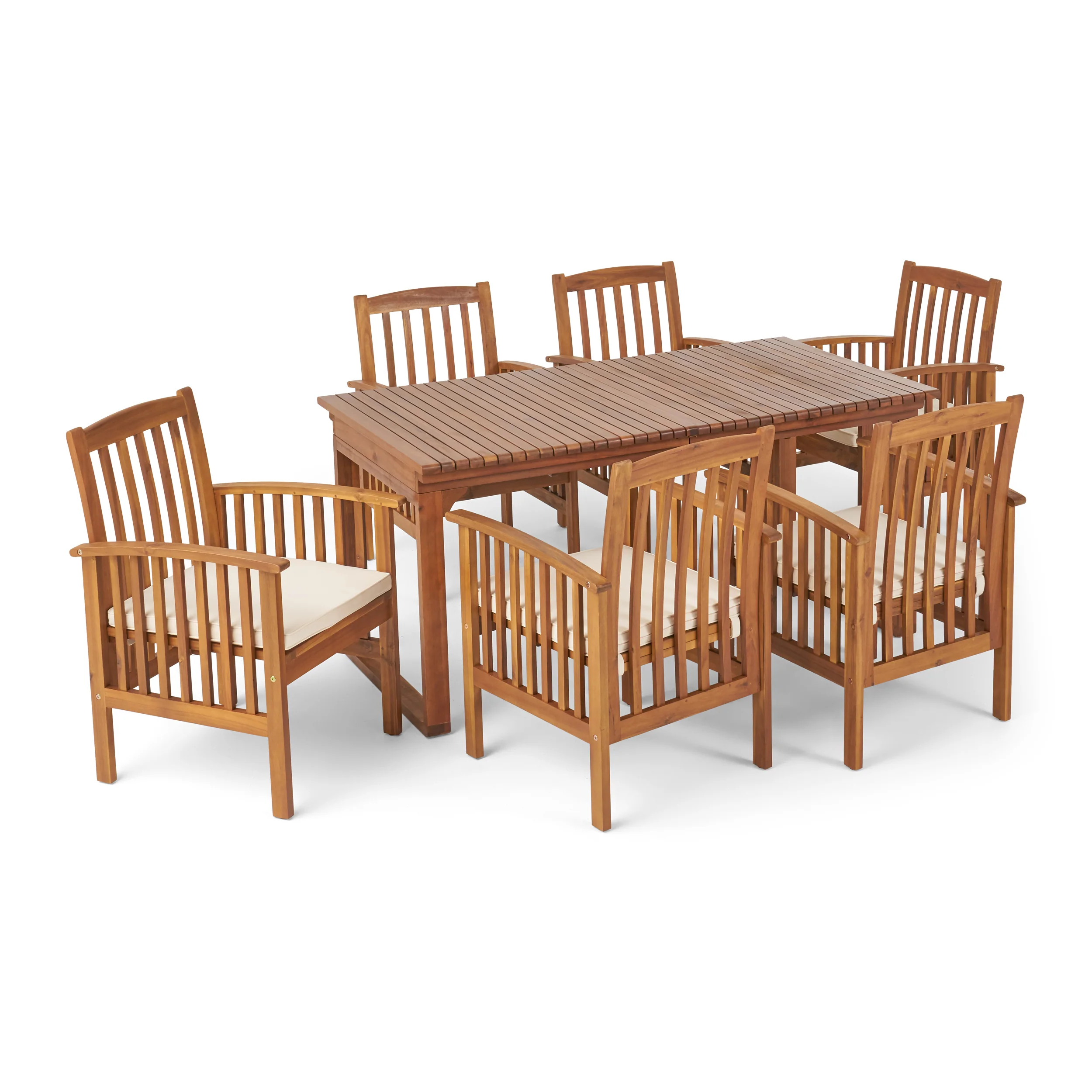 Bowdon Outdoor 6 Seater Expandable Acacia Wood Dining Set - furnishings