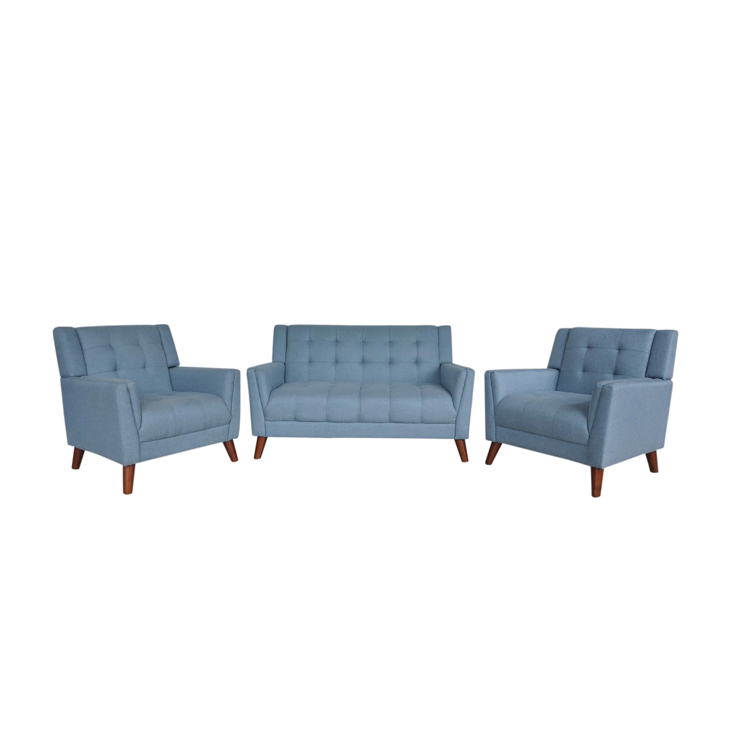 Evelyn Mid Century Modern 3-Piece Chairs & Loveseat Fabric Living Room Set - furnishings