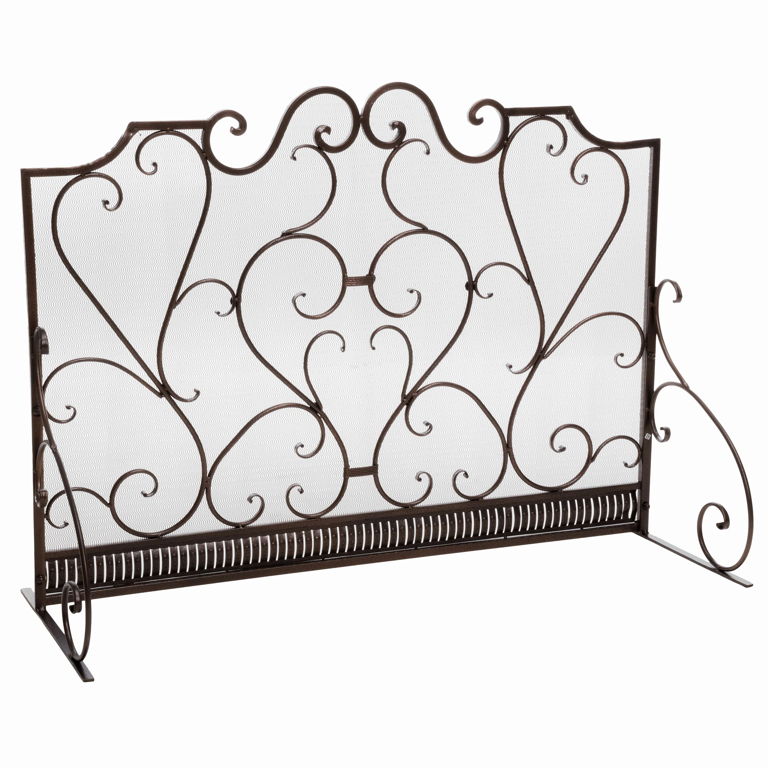 Adalia Black Brushed Gold Finish Wrought Iron Fireplace Screen - furnishings