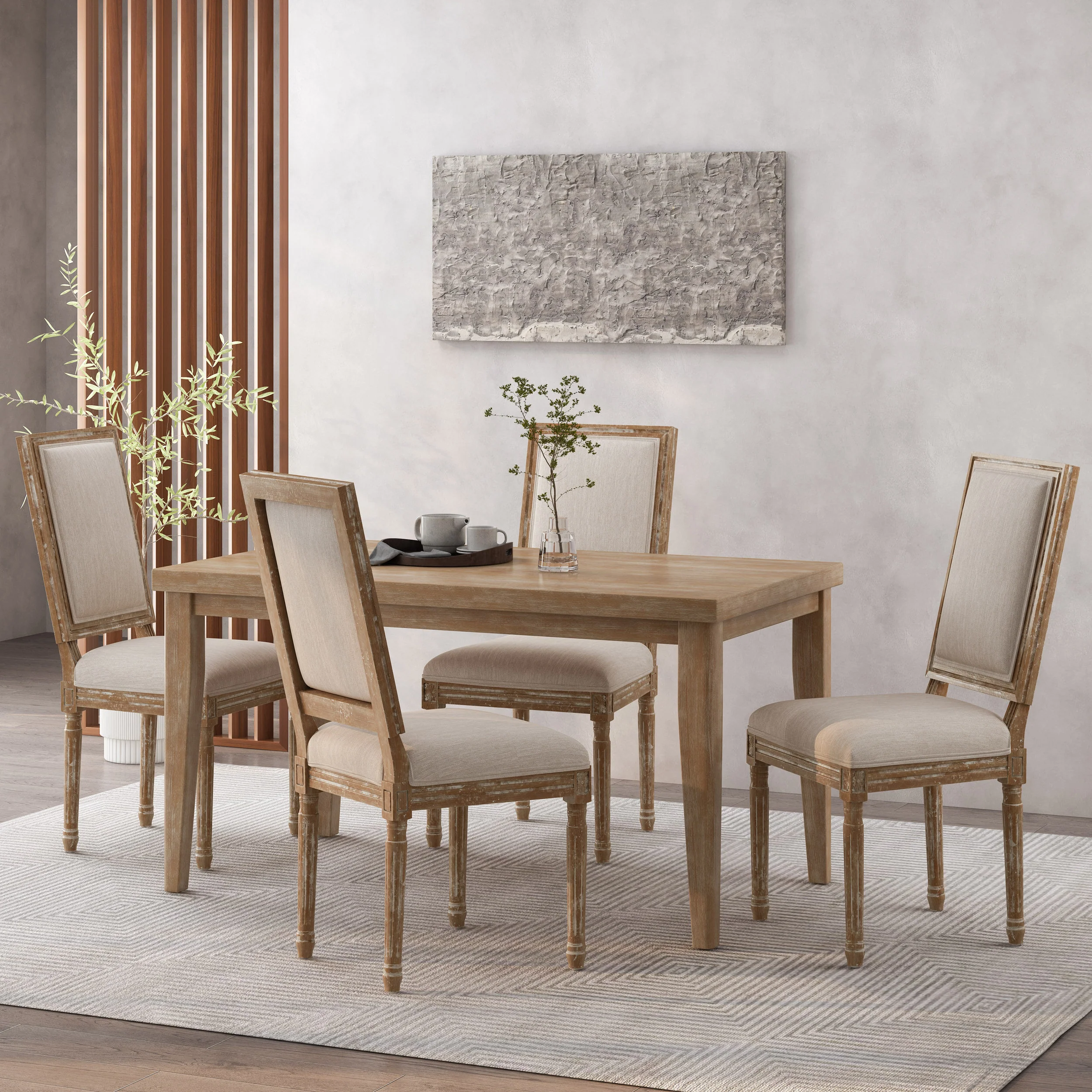 Amy French Country Wood Upholstered Dining Chair, Set of 4 - furnishings