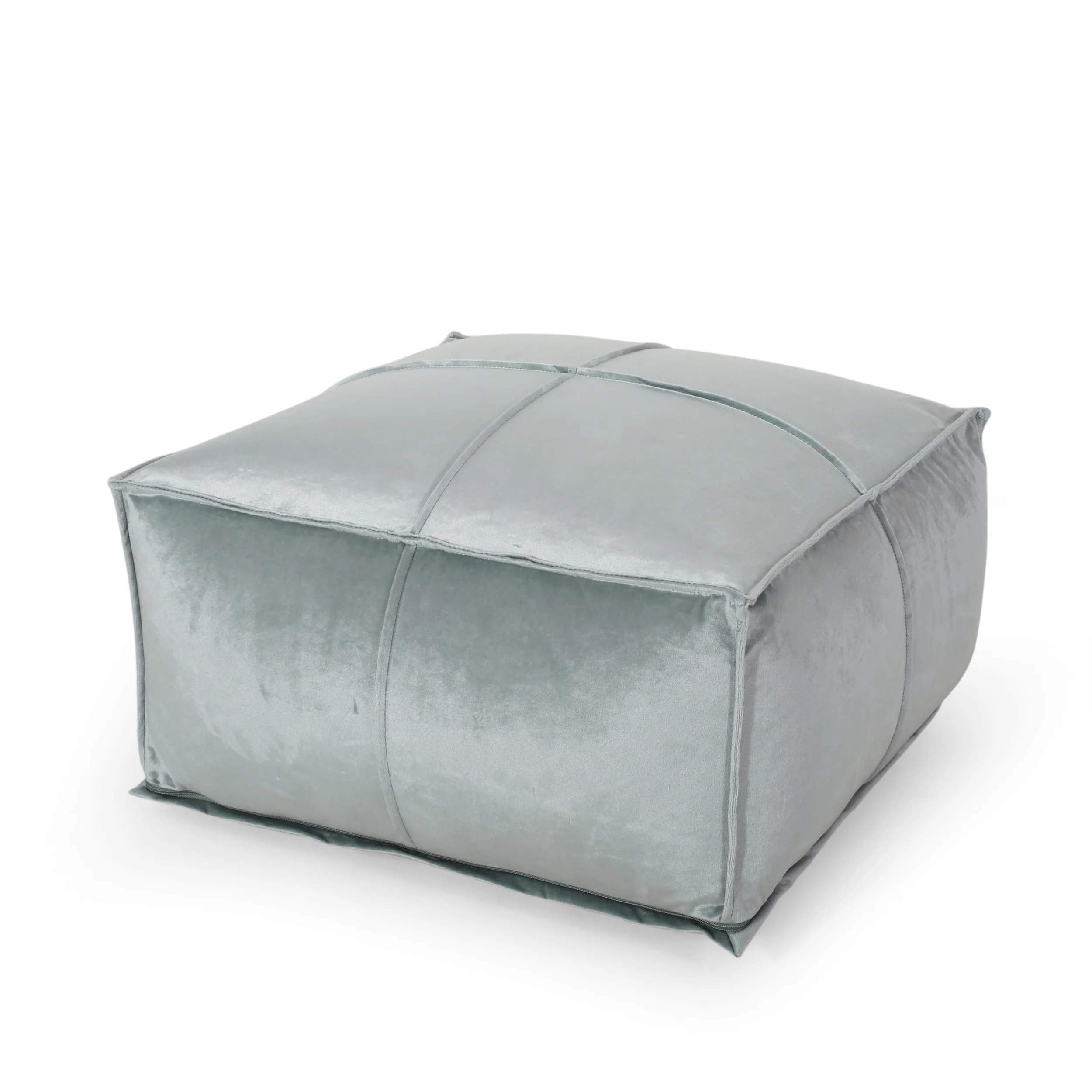 Cytheria Modern Glam Velvet Square Bean Bag Ottoman - furnishings