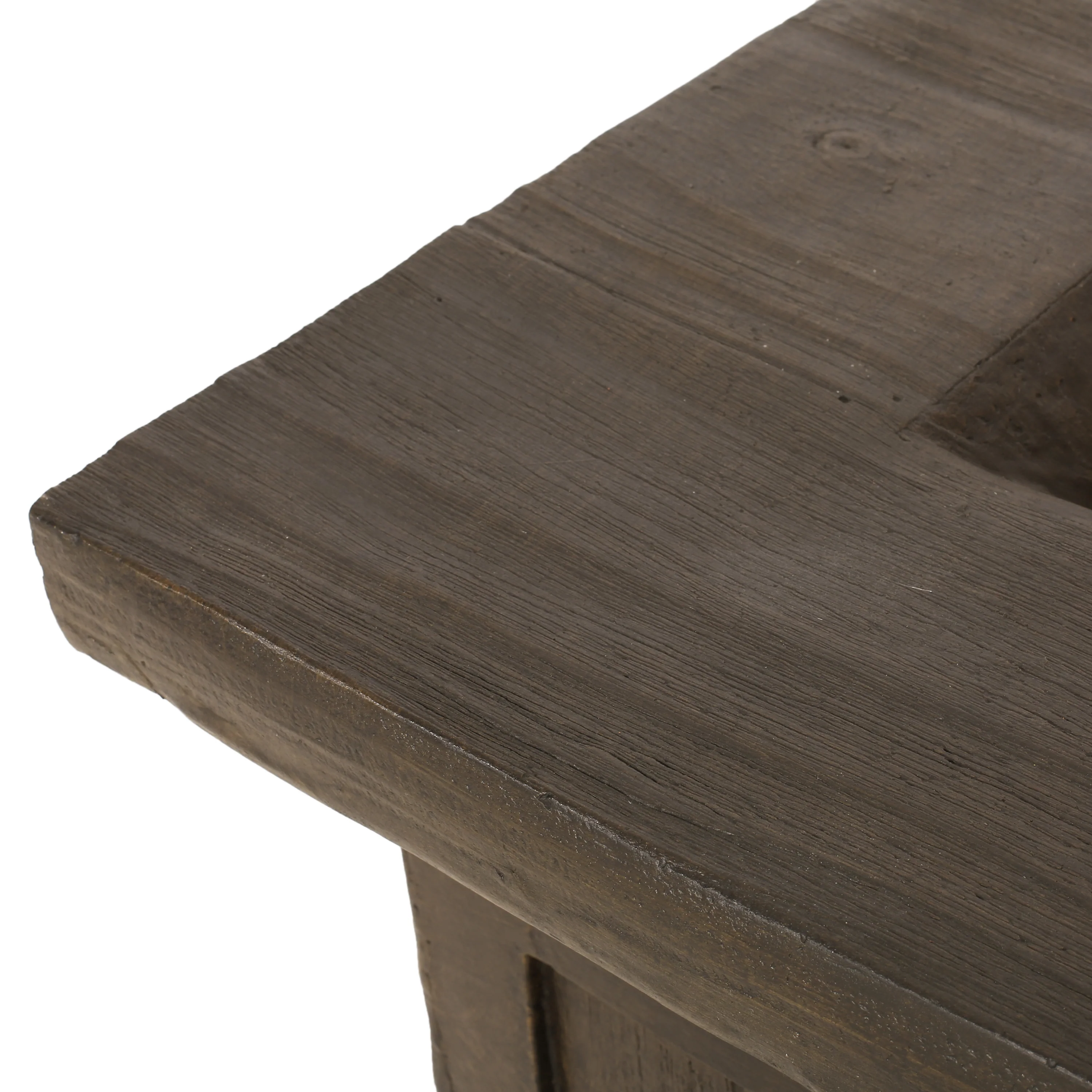 Land Backyard Fire Pit  32-inch by 32-inch  Gas-Burning  Lightweight Concrete  Natural Wood Finish - furnishings