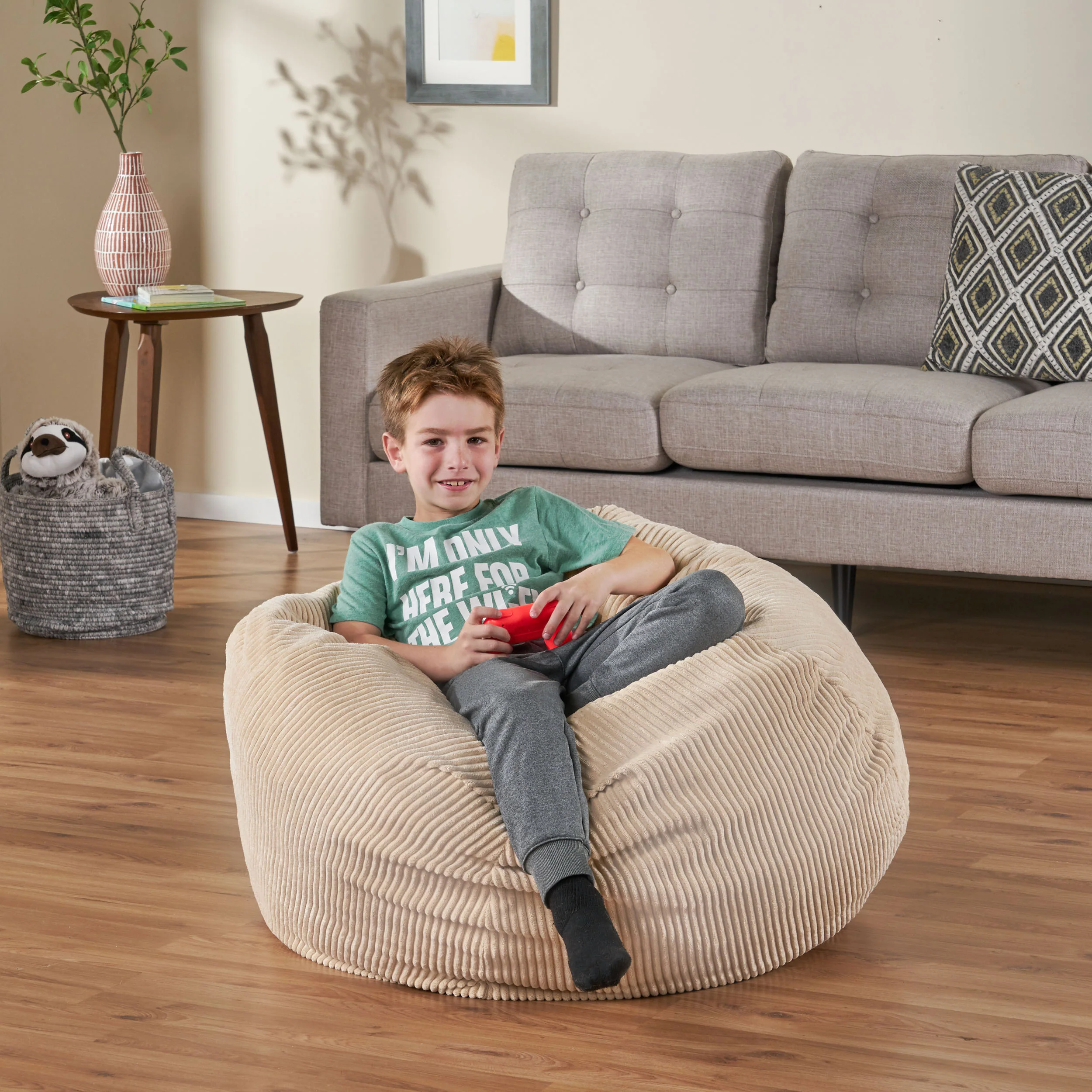 Germaine 3 Foot Modern Corduroy Beanbag - furnishings