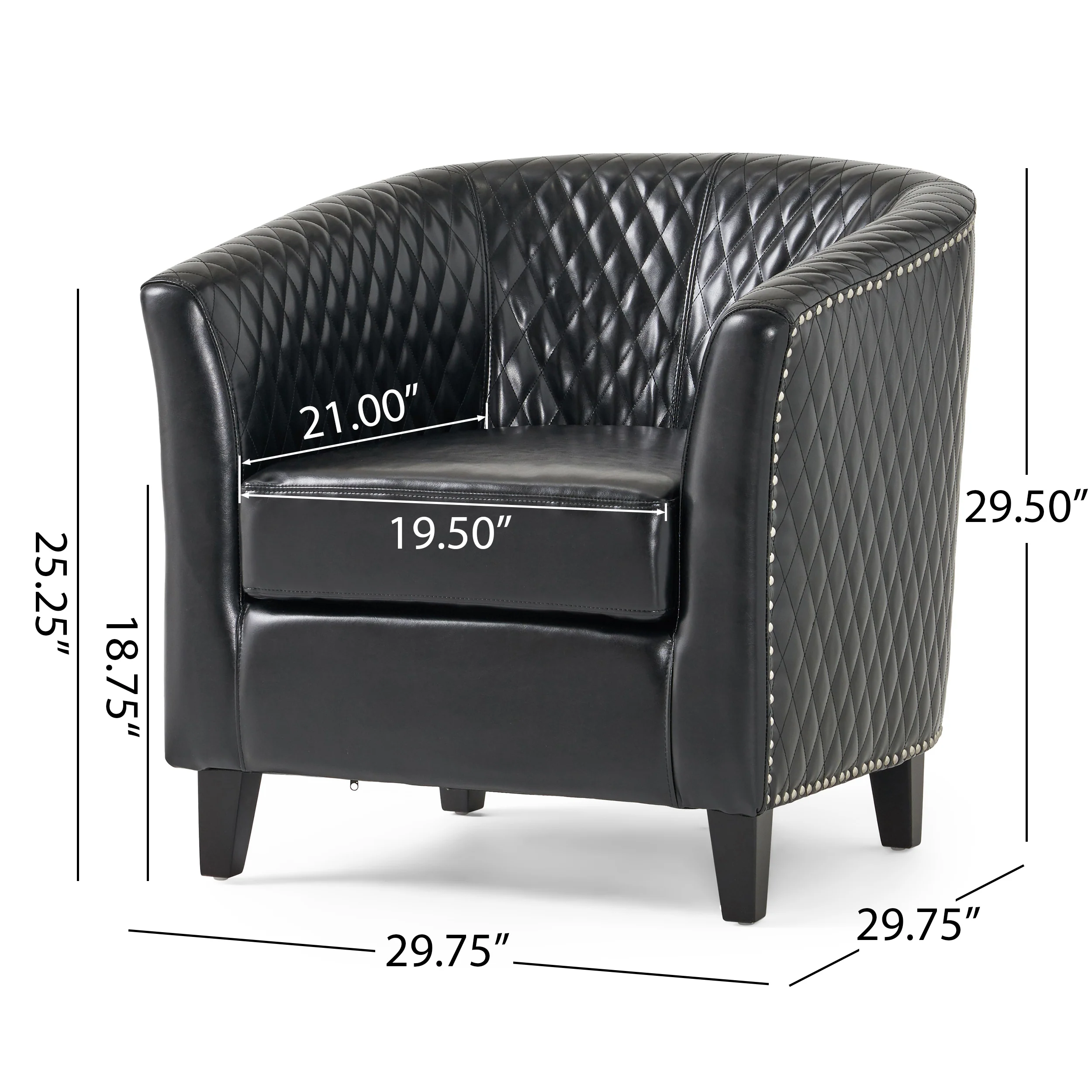 Kasey Harlequin Pattern Leather Club Chair - furnishings