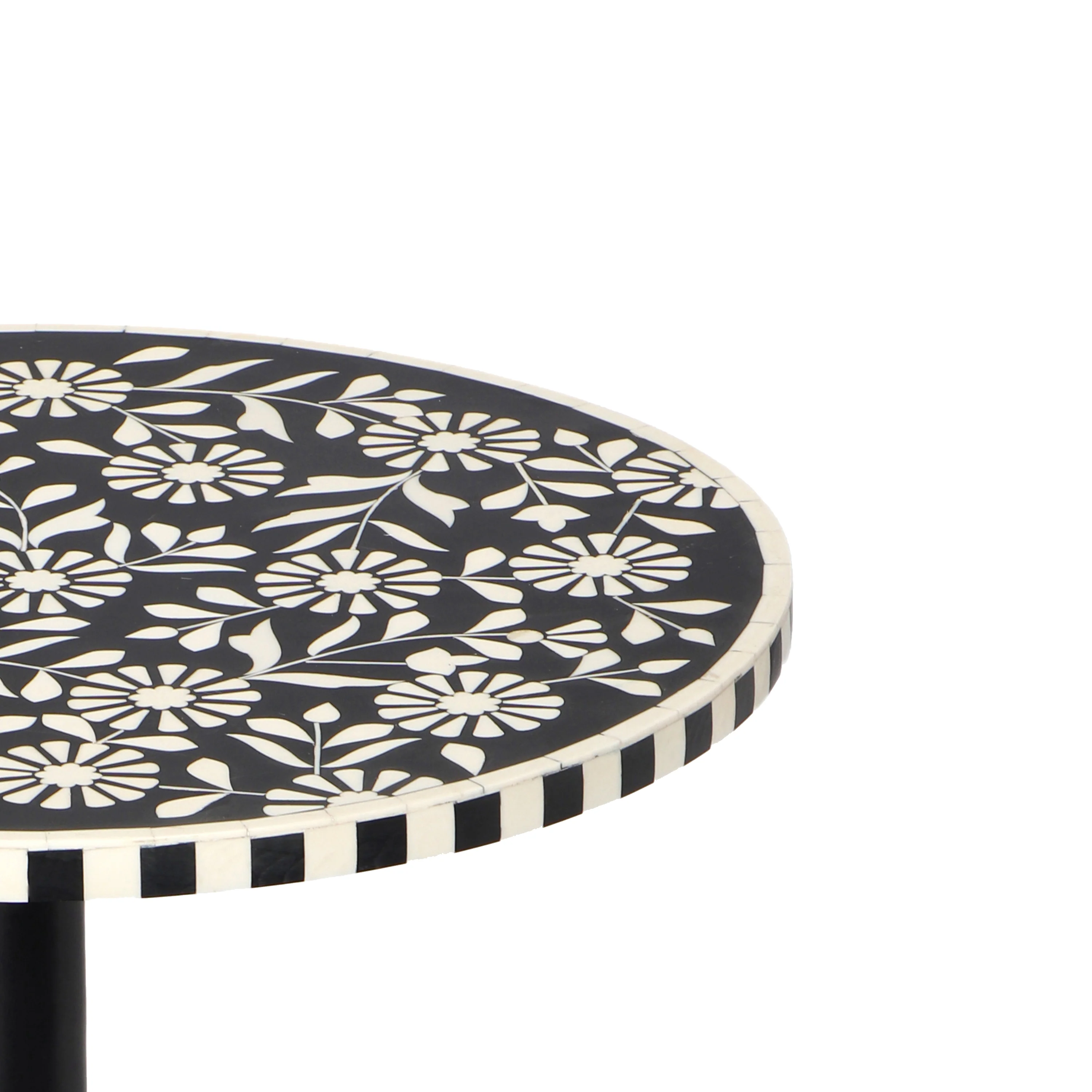 Civona Round End Table Side Table with Geometric Patterned Top - furnishings