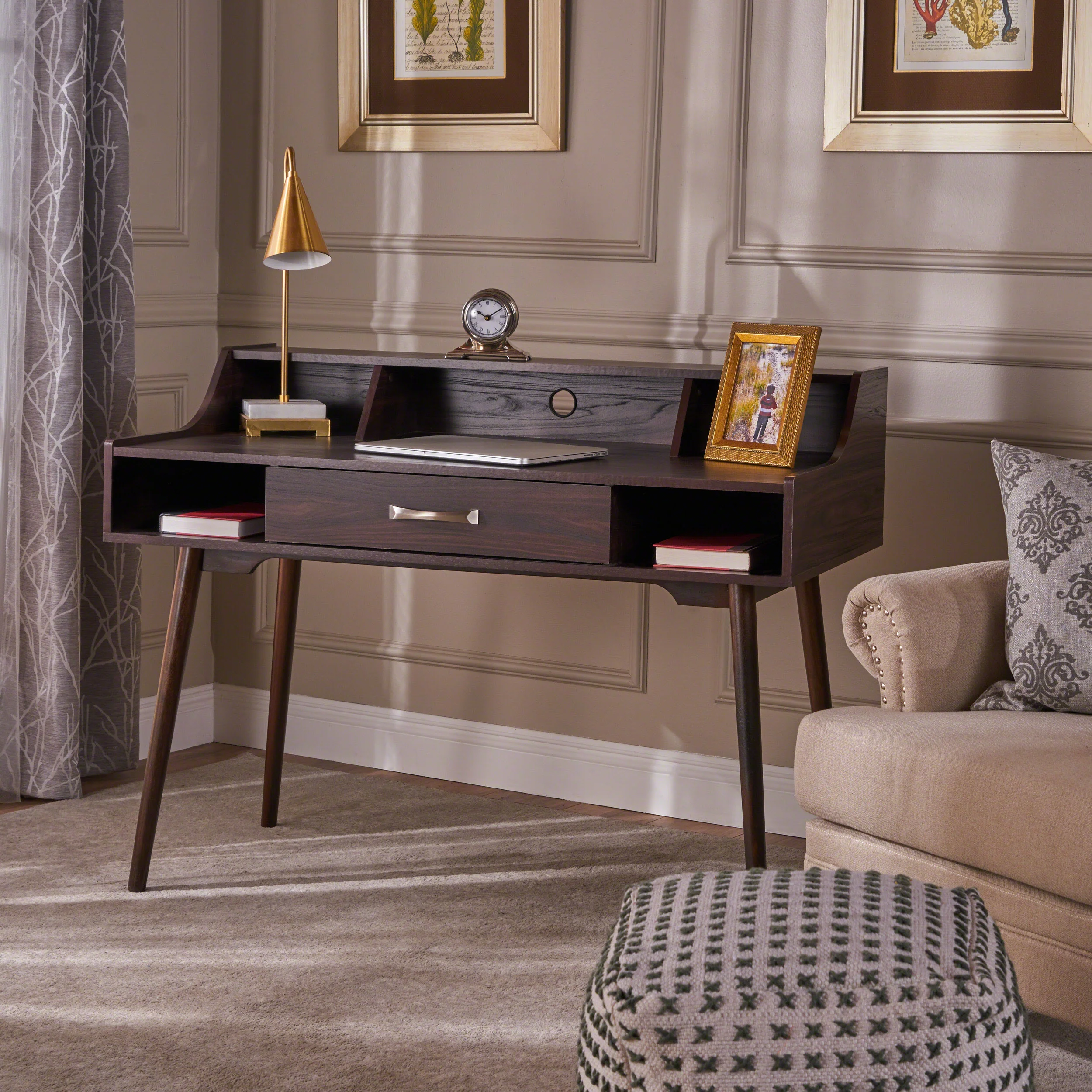 Belinda Mid Century Modern Finished Fiberboard Home Office Desk - furnishings
